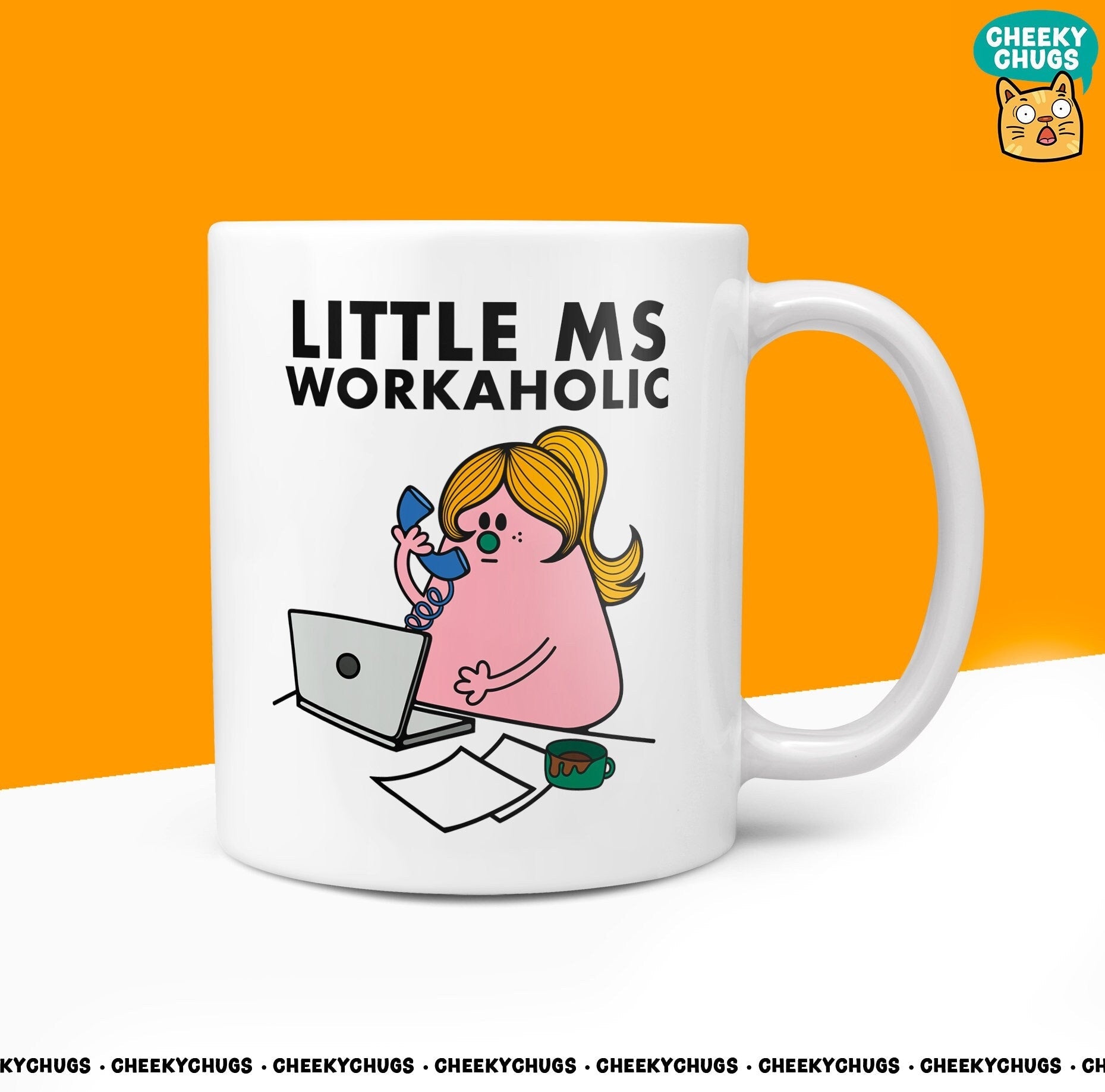 Novelty Little Ms WORKAHOLIC 10oz Coffee Mug - Funny Gifts For Worker Manager Female Boss Work Secret Santa Gift Birthday Christmas - CheekyChugs