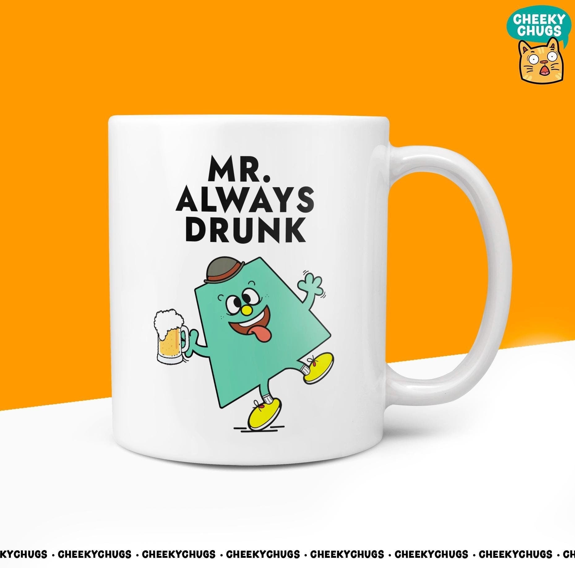 Novelty MR ALWAYS DRUNK Mug Funny Drinker Men Him Drink Alcohol Gift Men Secret Santa Present Unique Rude Ceramic Novelty Birthday Christmas - CheekyChugs