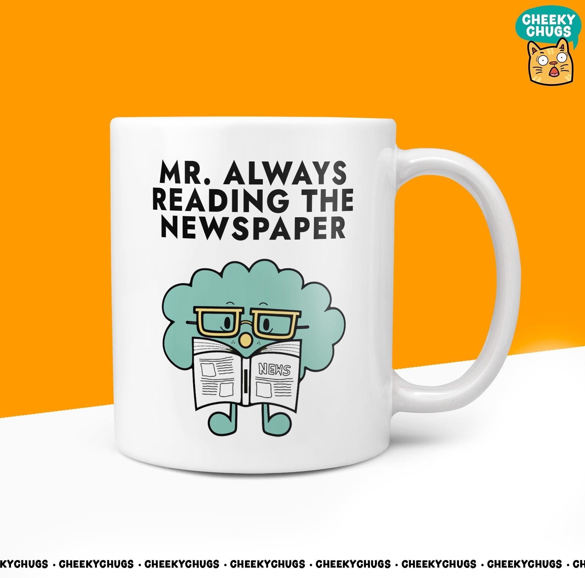 Novelty Mr Always READING THE NEWSPAPER Mug Funny Men Mr Him Gift Secret Santa Present Unique Ceramic Office Birthday Christmas Coffee Cup - CheekyChugs