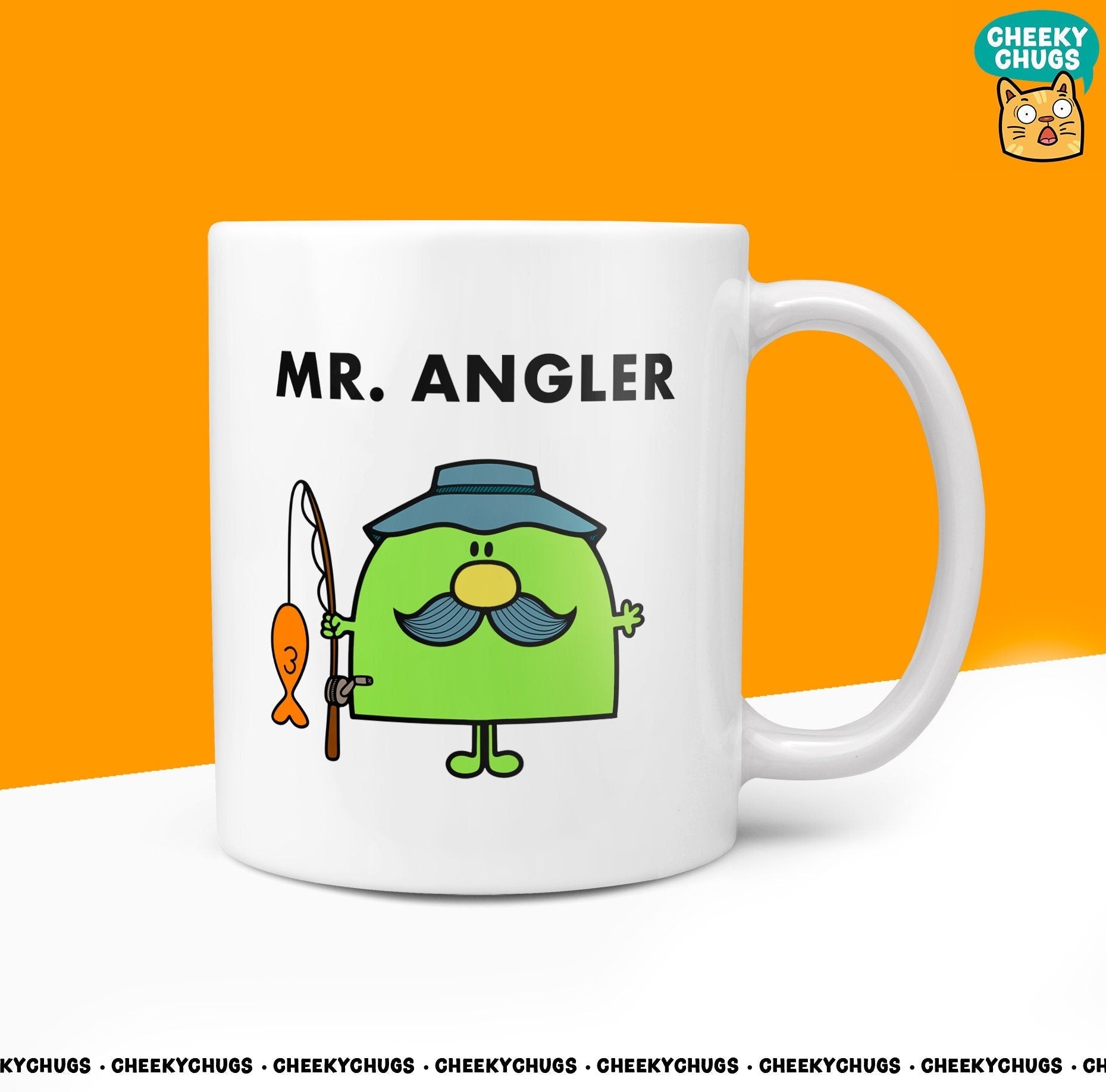 Novelty MR ANGLER 10oz Coffee Mug - Funny Men Him Mens Cup For Christmas Birthday Gift Present Friend Fishing Angling Fisher Coffee Mugs - CheekyChugs