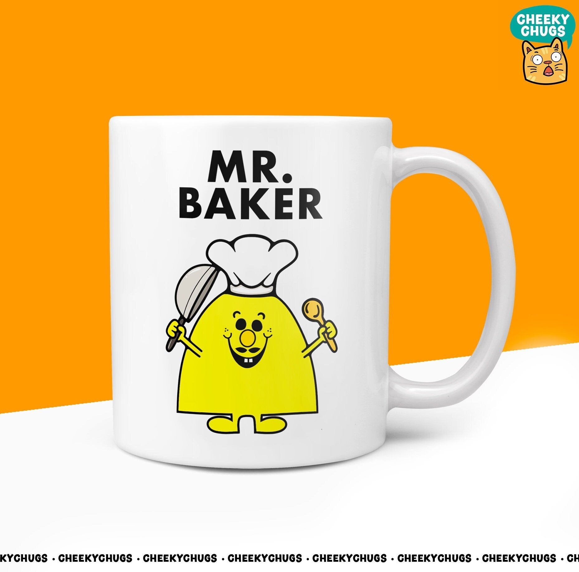 Novelty MR BAKER 10oz Coffee Mug - Gift for Baker Who Loves Baking Cakes, Unique Festive Men Him Humour Design Bake Off for Him - CheekyChugs