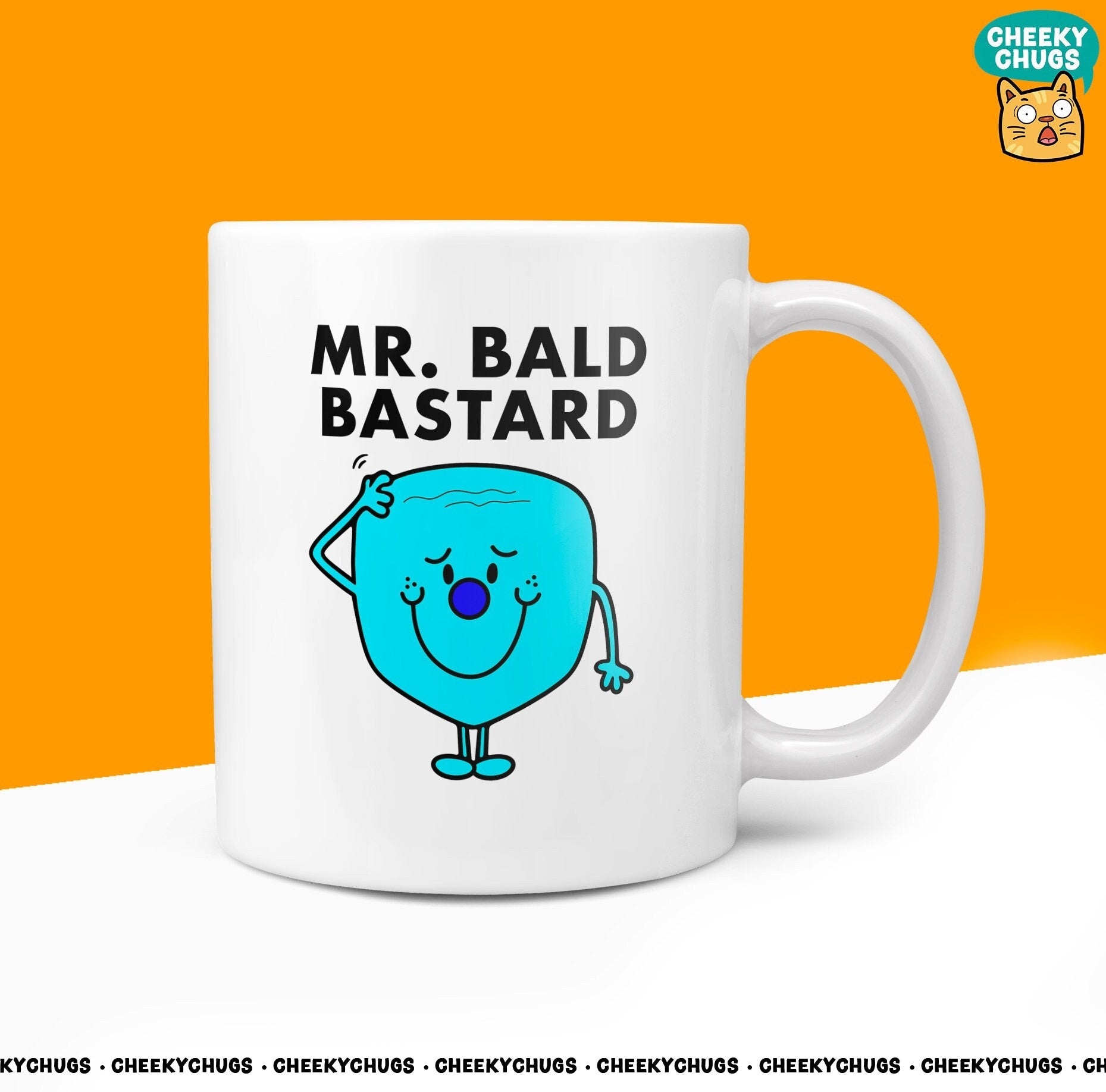 Novelty Mr BALD BASTARD 10oz Coffee Mug - Funny Men Male Cup For Secret Santa Christmas Birthday Dad Husband Friend Office Coffee Mug - CheekyChugs