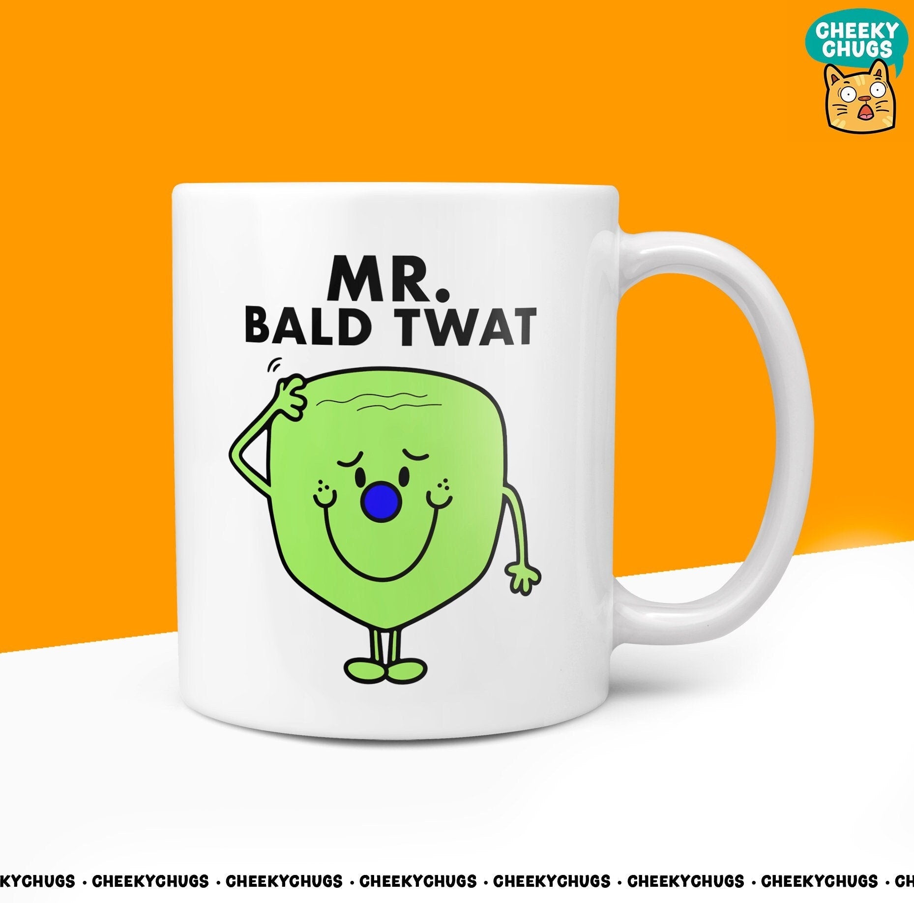 Novelty Mr BALD TWAT Mug Funny Men Mr Him Gift Secret Santa Present Unique Ceramic Novelty Office Birthday Christmas 10oz Coffee Tea Cup - CheekyChugs