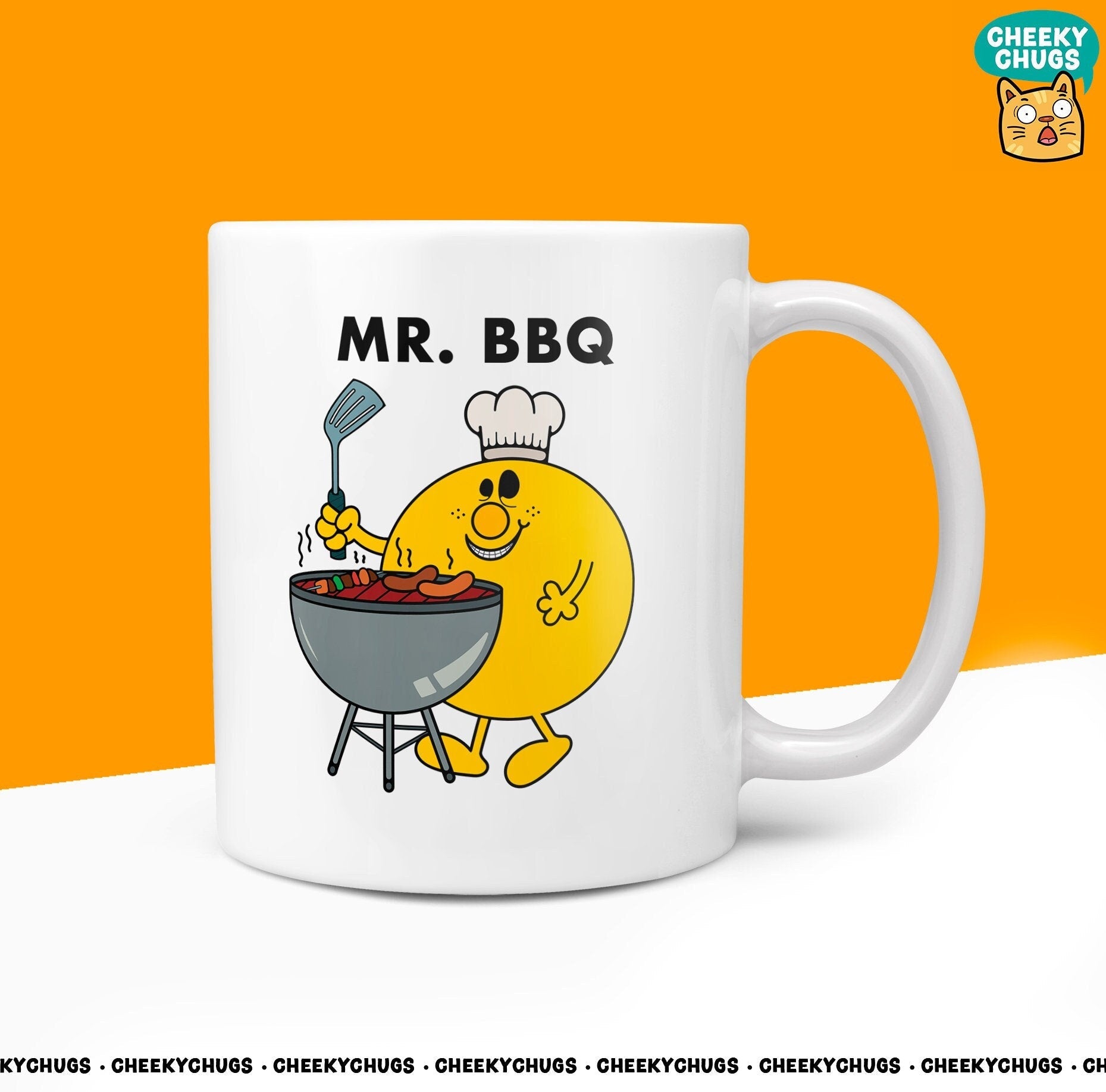 Novelty MR BBQ 10oz Coffee Mug - Ideal Cooking Gift for Men Dad Grandad Fathers Day Garden BBQ King Sausage Burgers Ribs Rub Gifts For Him - CheekyChugs