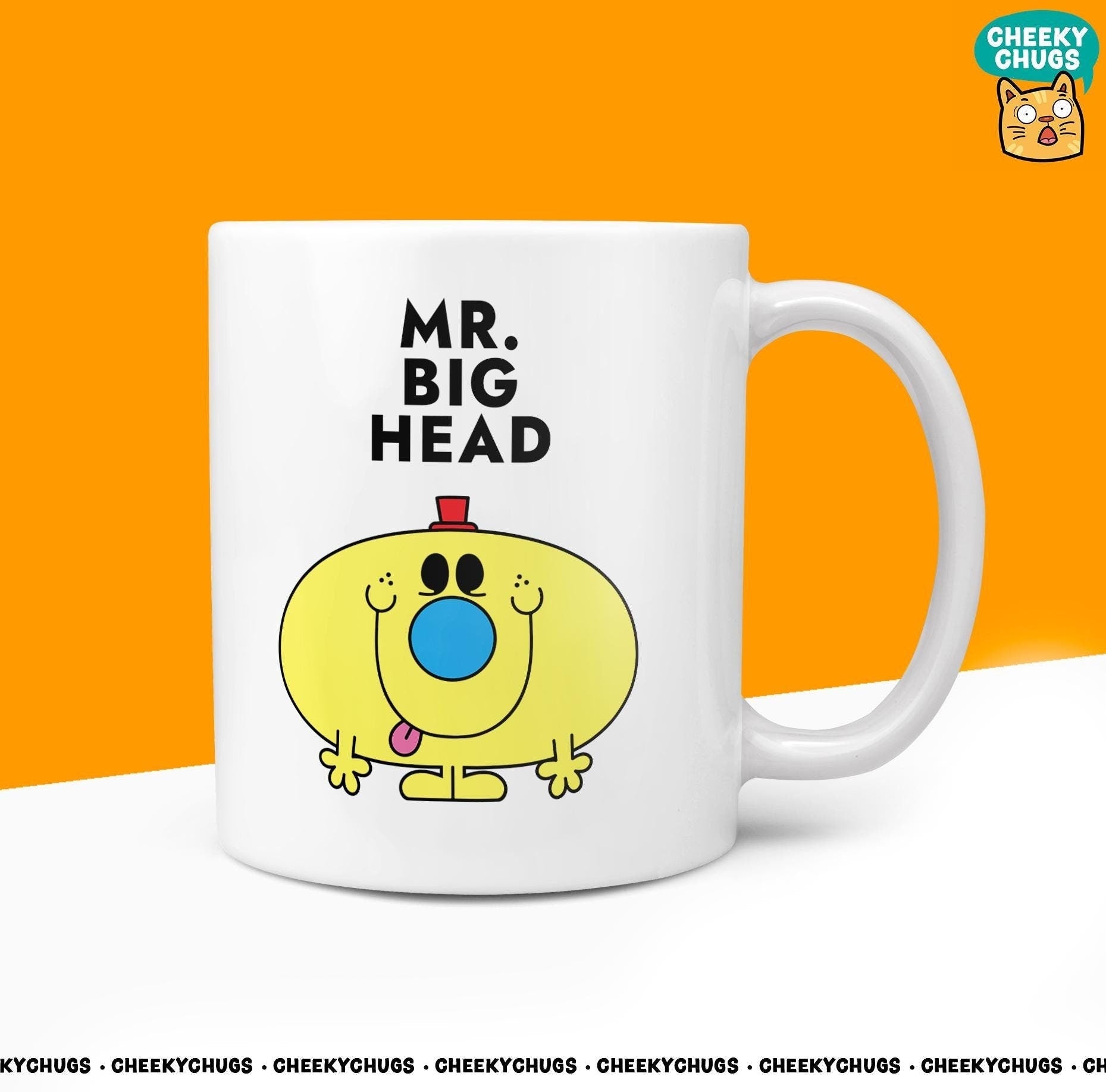 Novelty MR BIG HEAD Mug Funny Men Mr Him Gift Secret Santa Present Unique Ceramic Novelty Office Birthday Christmas Coffee Tea Cup - CheekyChugs