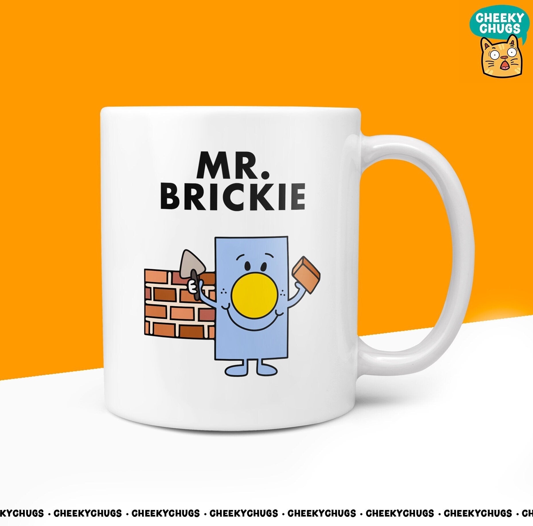 Novelty Mr BRICKIE 10oz Coffee Mug - Funny Men Male Cup For Secret Santa Christmas Birthday Brick Layer Labourer Friend Office Coffee Mug - CheekyChugs