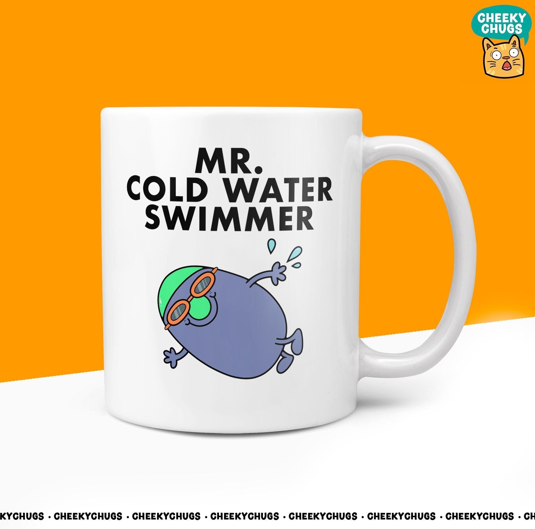 Novelty Mr COLD Water SWIMMER Mug Funny Men Mr Him Gift Secret Santa Present Unique Ceramic Novelty Office Birthday Christmas Coffee Tea Cup - CheekyChugs