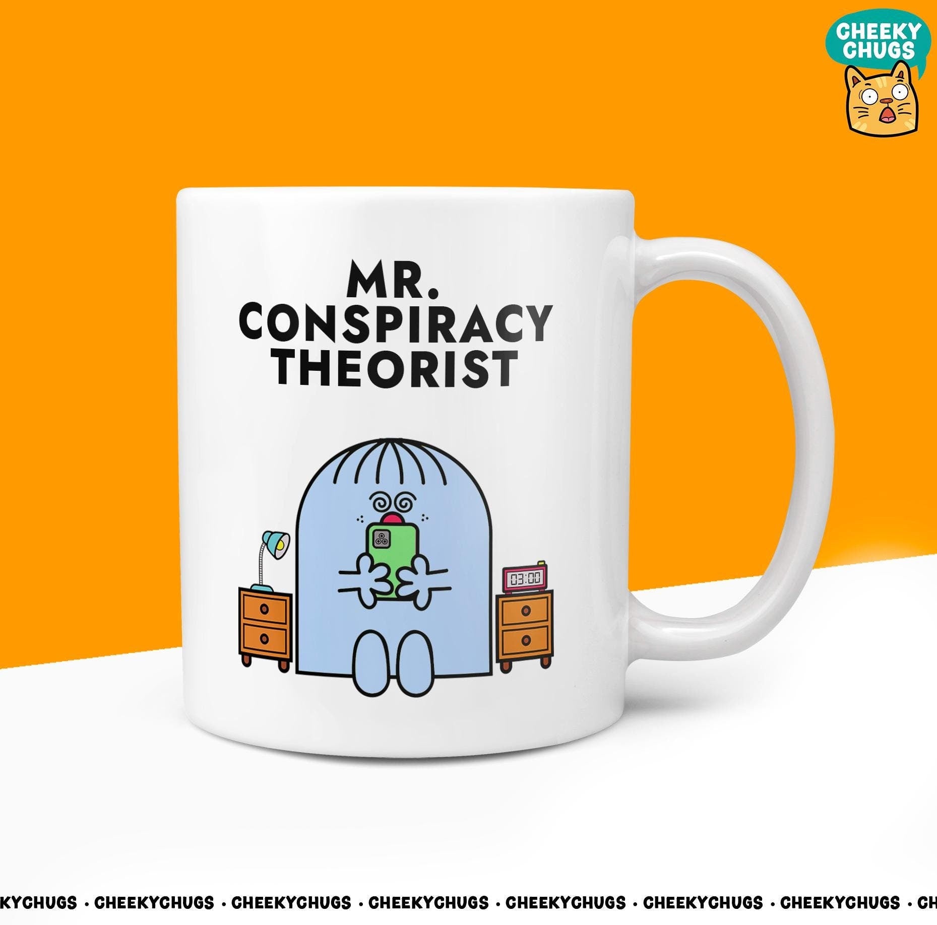 Novelty MR CONSPIRACY THEORIST 10oz Coffee Mug - Funny Men Him Man's Cup For Christmas Birthday Gift Present Friend Phone Coffee Mugs - CheekyChugs
