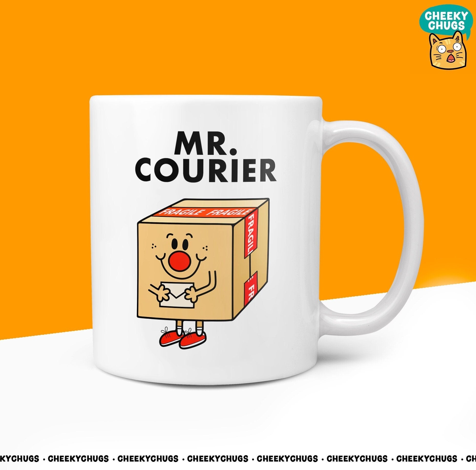Novelty Mr COURIER 10oz Coffee Mug - Funny Men Male Cup For Postman DPD Christmas Birthday Brick Layer Labourer Friend Office Coffee Mug - CheekyChugs