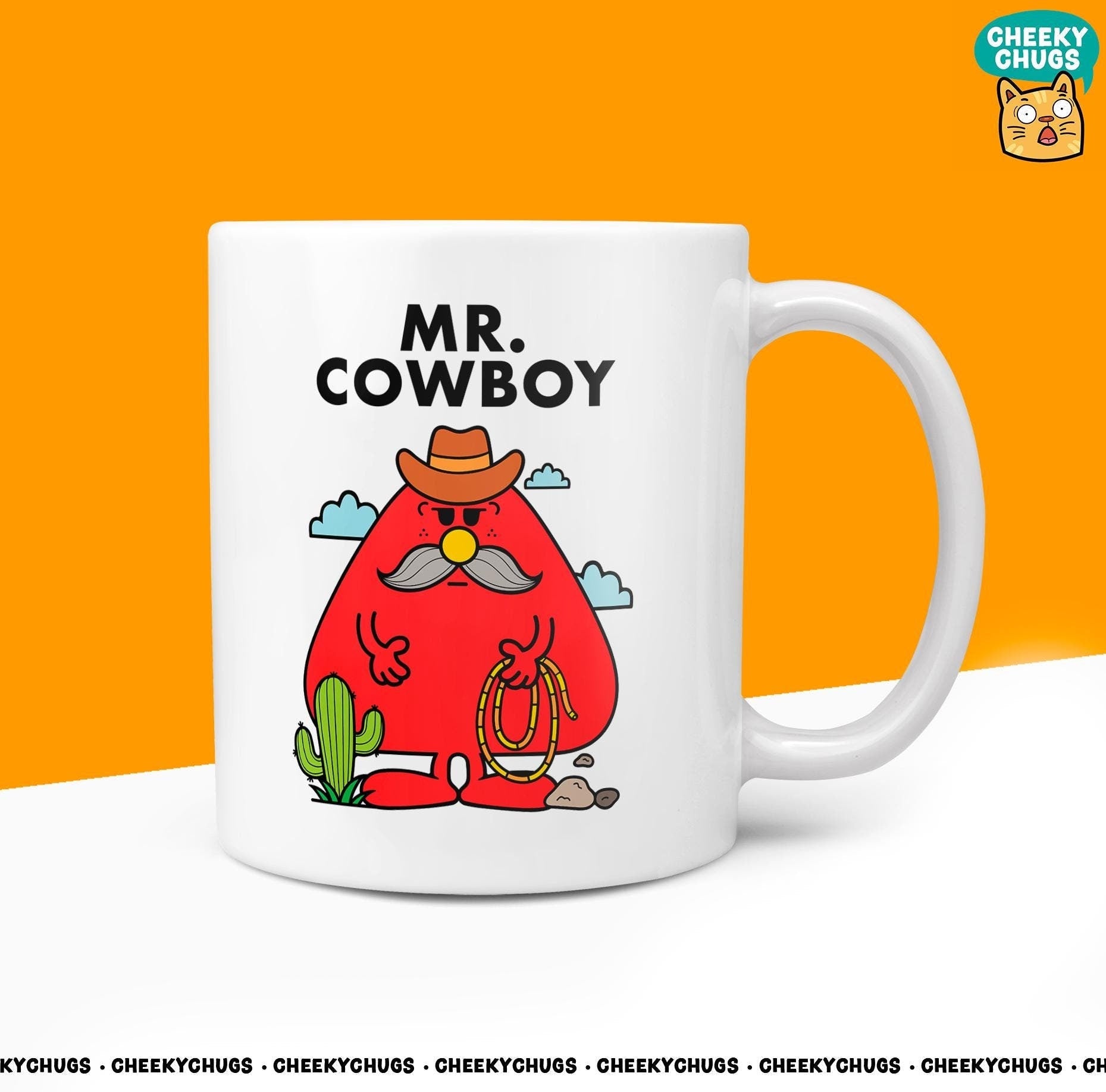 Novelty MR COWBOY Mug Funny Him Men Male Gift Secret Santa Present Unique Ceramic Novelty Office Birthday Christmas 10oz Tea Cup - CheekyChugs