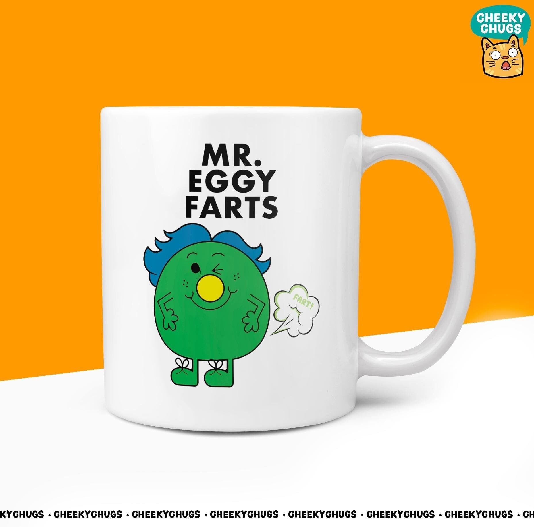Novelty MR EGGY FARTS 10oz Coffee Mug - Funny Men Him Male Character Cup For Gym Christmas Birthday Gift Present Friend Coffee Mugs - CheekyChugs