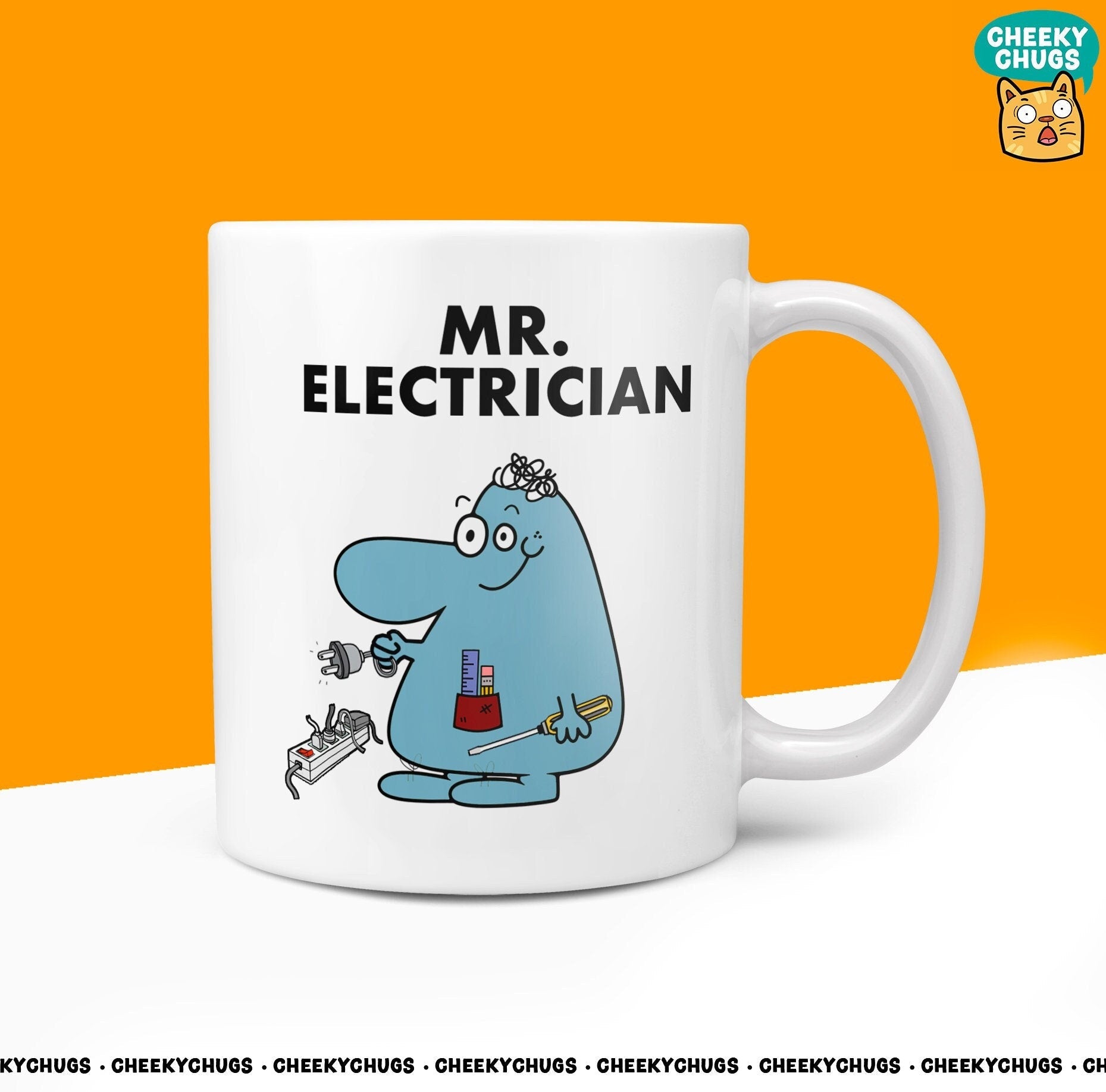 Novelty Mr ELECTRICIAN 10oz Coffee Mug - Funny Men Male Cup For Secret Santa Christmas Birthday Engineering Friend Office Coffee Mug - CheekyChugs