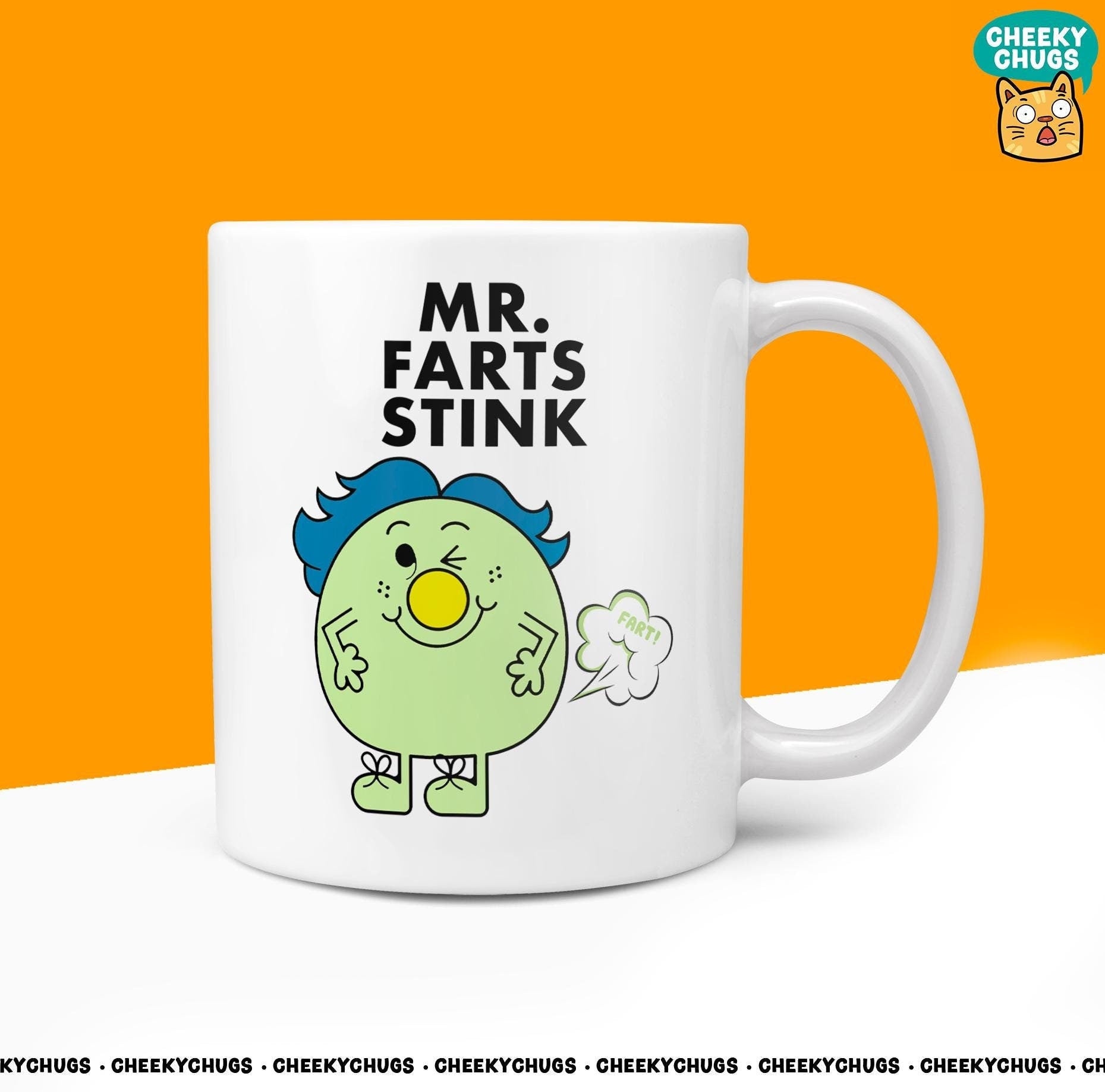 Novelty MR FARTS STINK 10oz Coffee Mug - Hilarious Gift for a Fun - Loving Man Men Dad Who's Not Afraid to Trump - Perfect for Mr Laugh - CheekyChugs