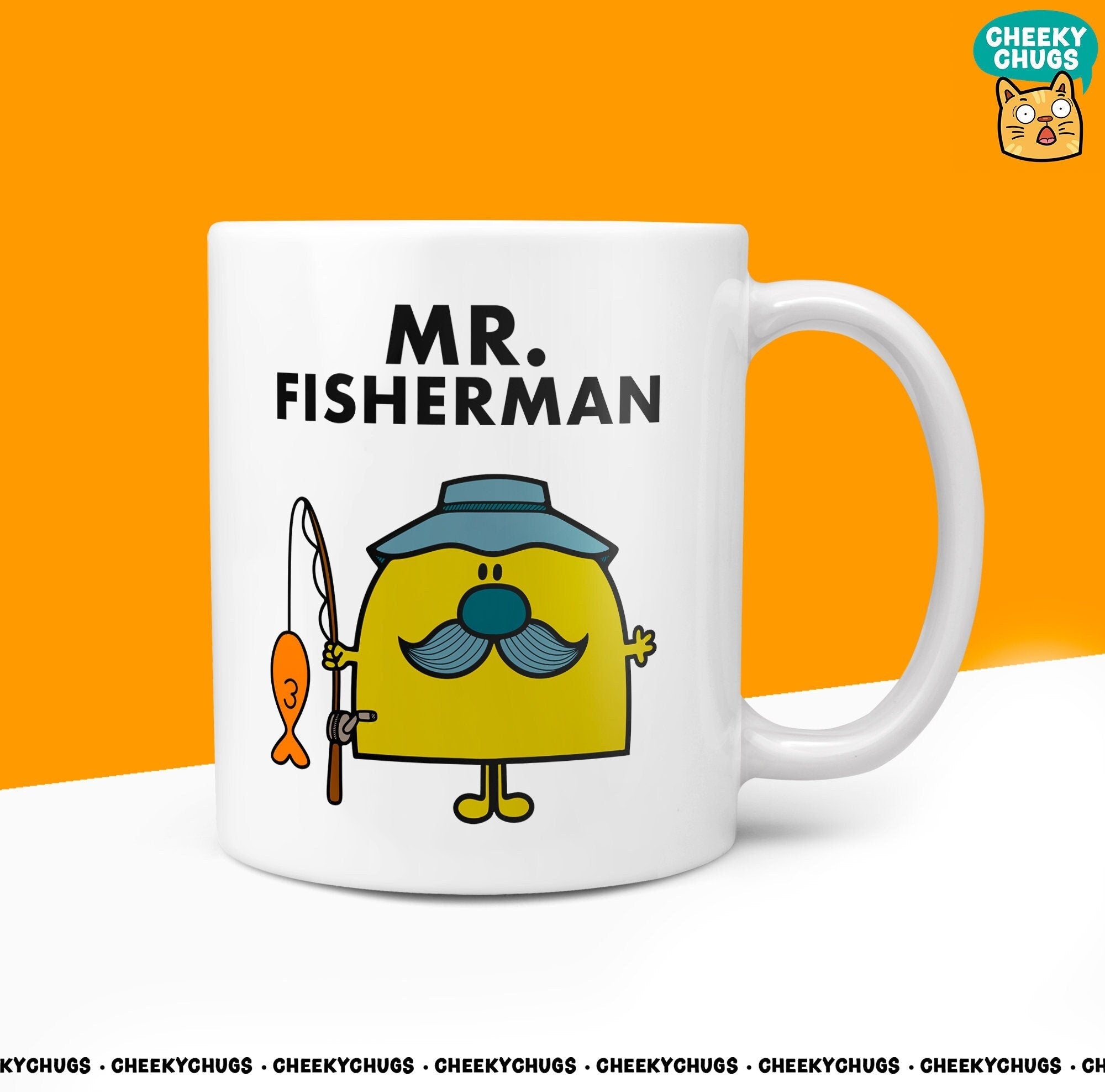 Novelty Mr FISHERMAN Mug Funny Men Mr Him Gift Secret Santa Present Unique Ceramic Novelty Office Birthday Christmas 10oz Coffee Tea Cup - CheekyChugs
