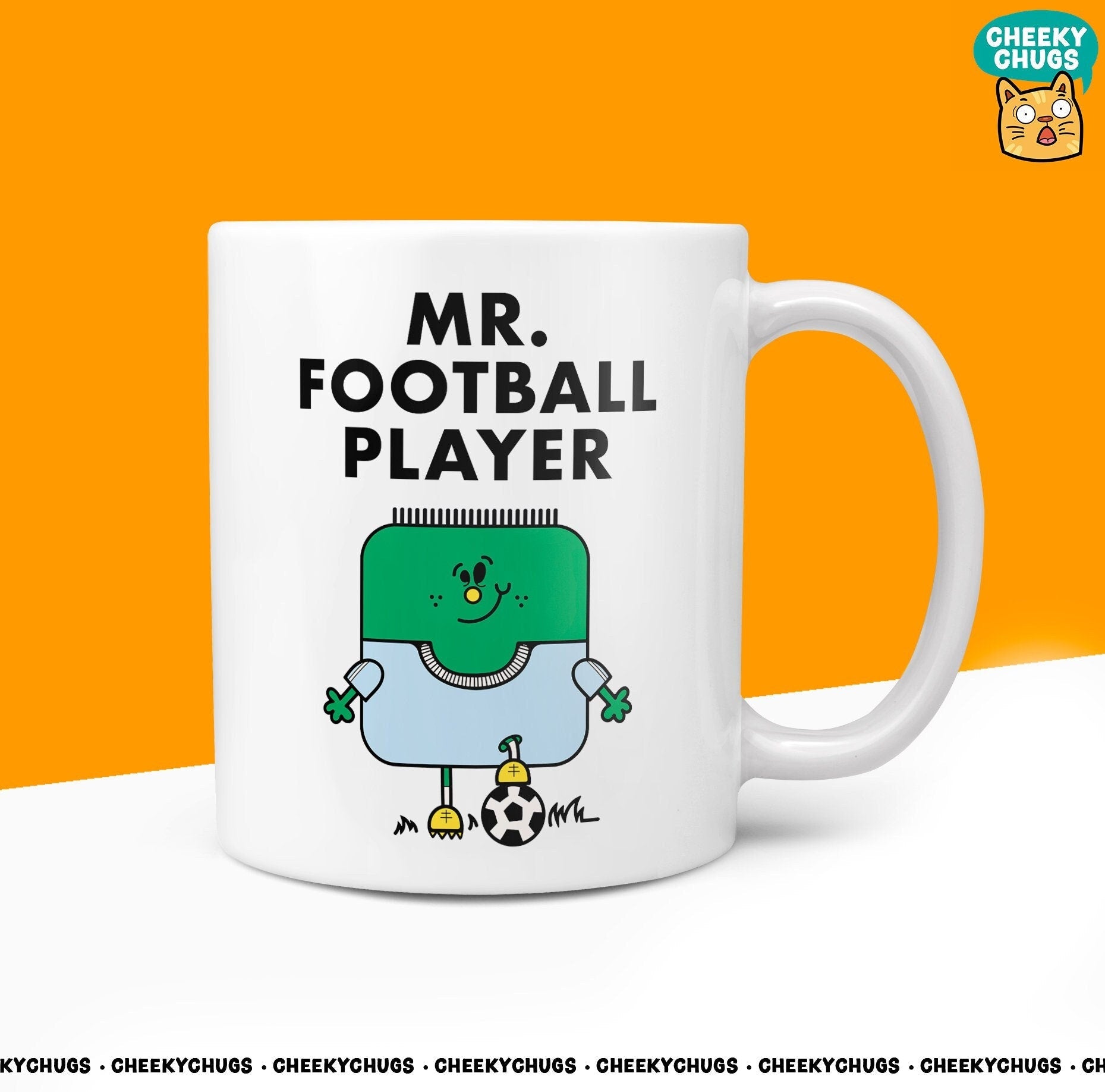 Novelty MR FOOTBALL PLAYER Mug Funny Men Mr Him Gift Secret Santa Present Ceramic Novelty Office Birthday Christmas 10oz Coffee Tea Cup - CheekyChugs