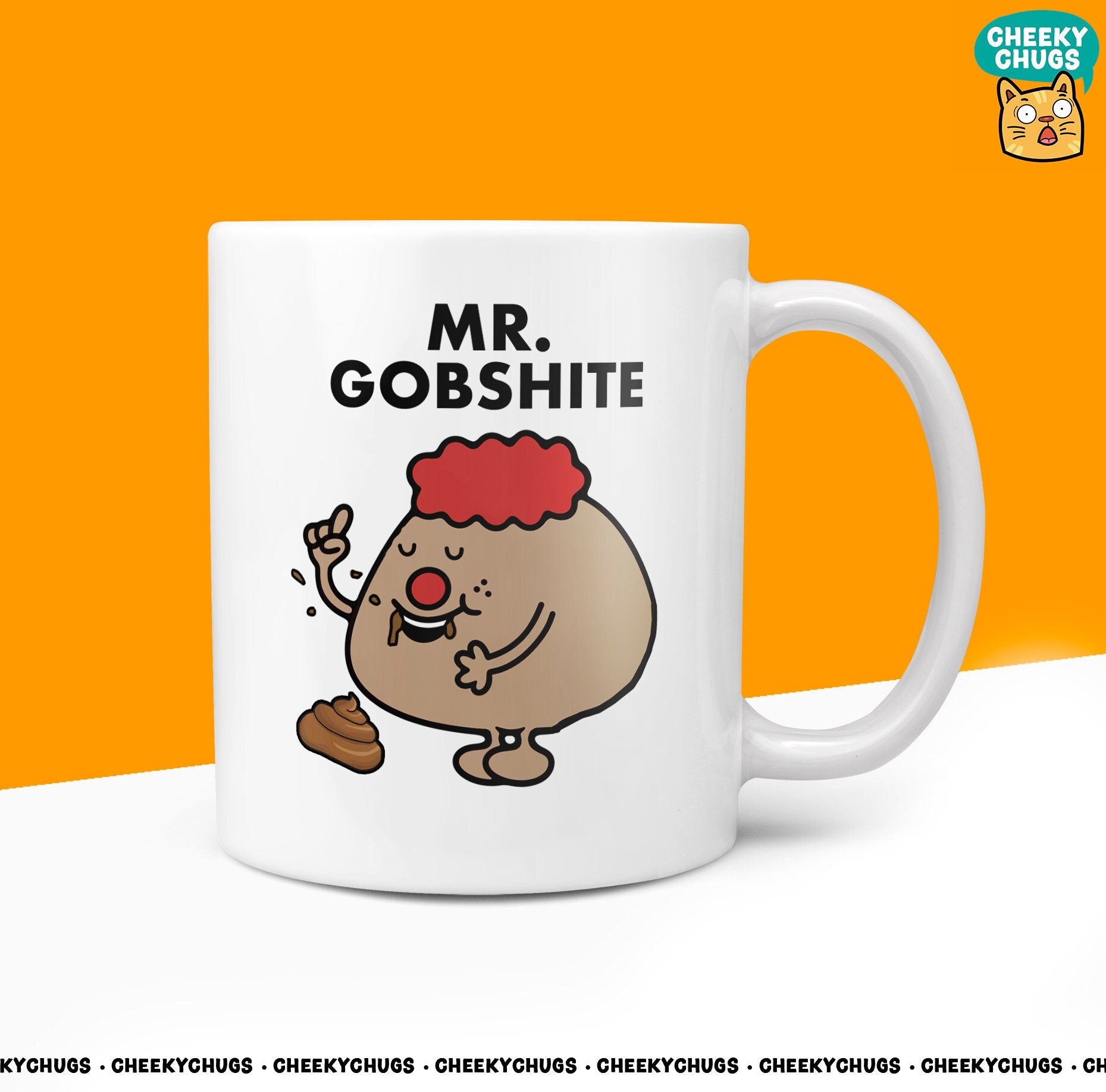Novelty MR GOBSHITE 10oz Coffee Mug - Funny Gifts For Friend Chatterbox Men Him Office Talks Too Much Secret Santa Gift Birthday Christmas - CheekyChugs