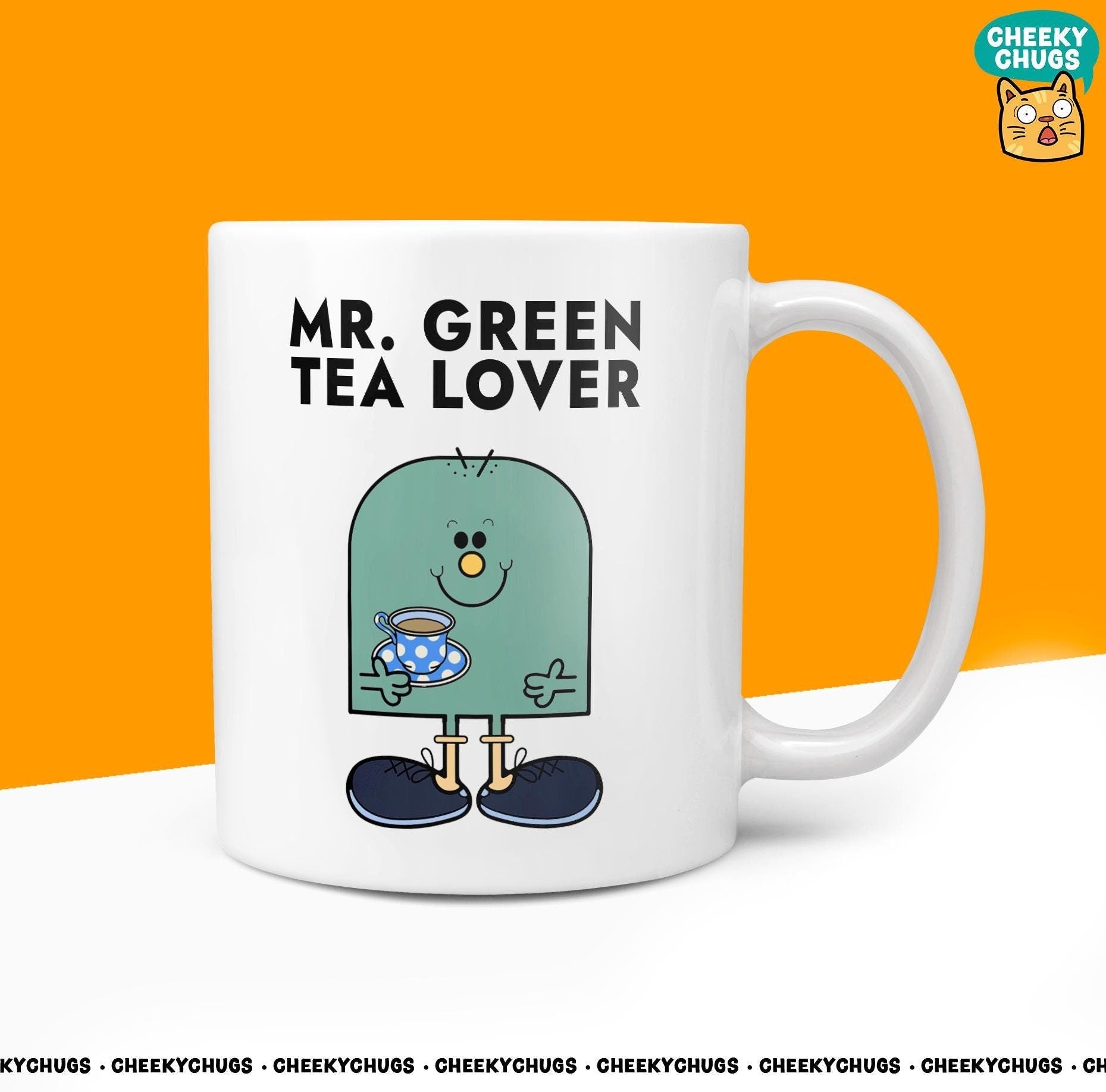 Novelty Mr GREEN TEA LOVER Mug Funny Men Mr Him Gift Secret Santa Present Unique Ceramic Office Birthday Christmas Coffee Tea Cup - CheekyChugs