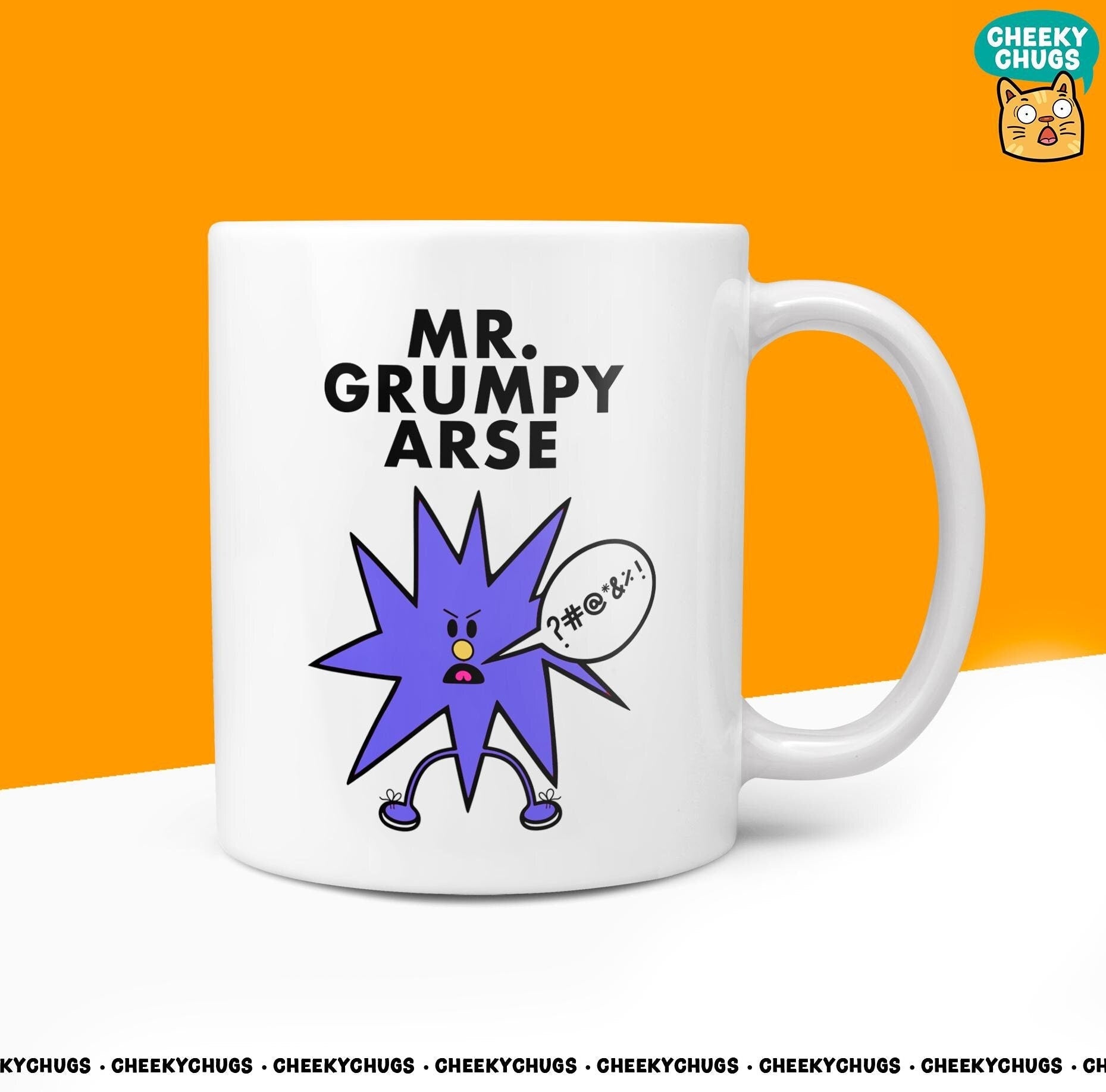 Novelty MR GRUMPY ARSE 10oz Coffee Mug - Funny Mr Male Cup For Christmas Birthday Gift Present Friend Coffee Mugs - CheekyChugs
