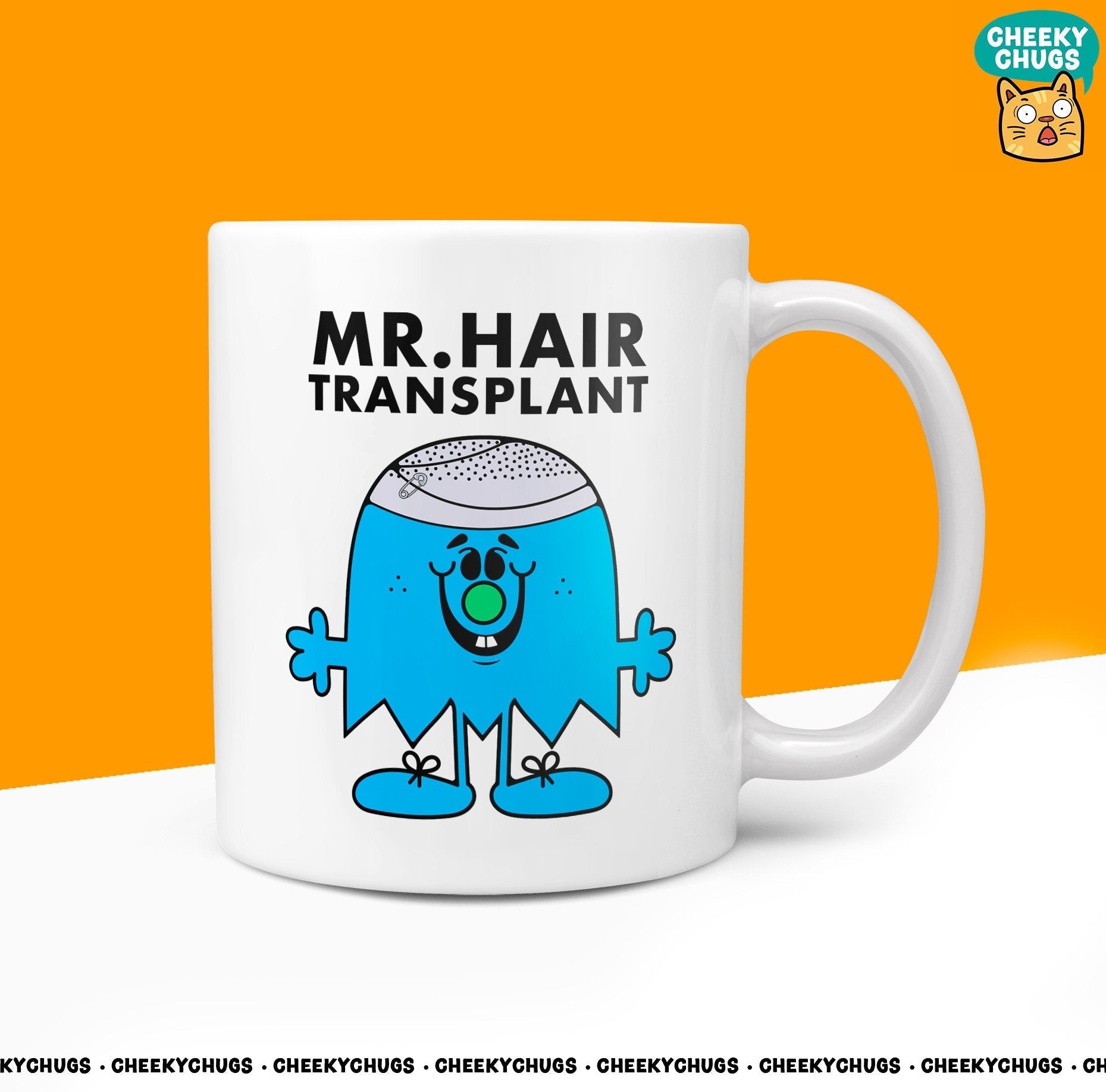 Novelty MR HAIR TRANSPLANT Mug Funny Men Mr Him Gift Secret Santa Present Unique Ceramic Novelty Office Birthday Christmas 10oz Coffee Cup - CheekyChugs