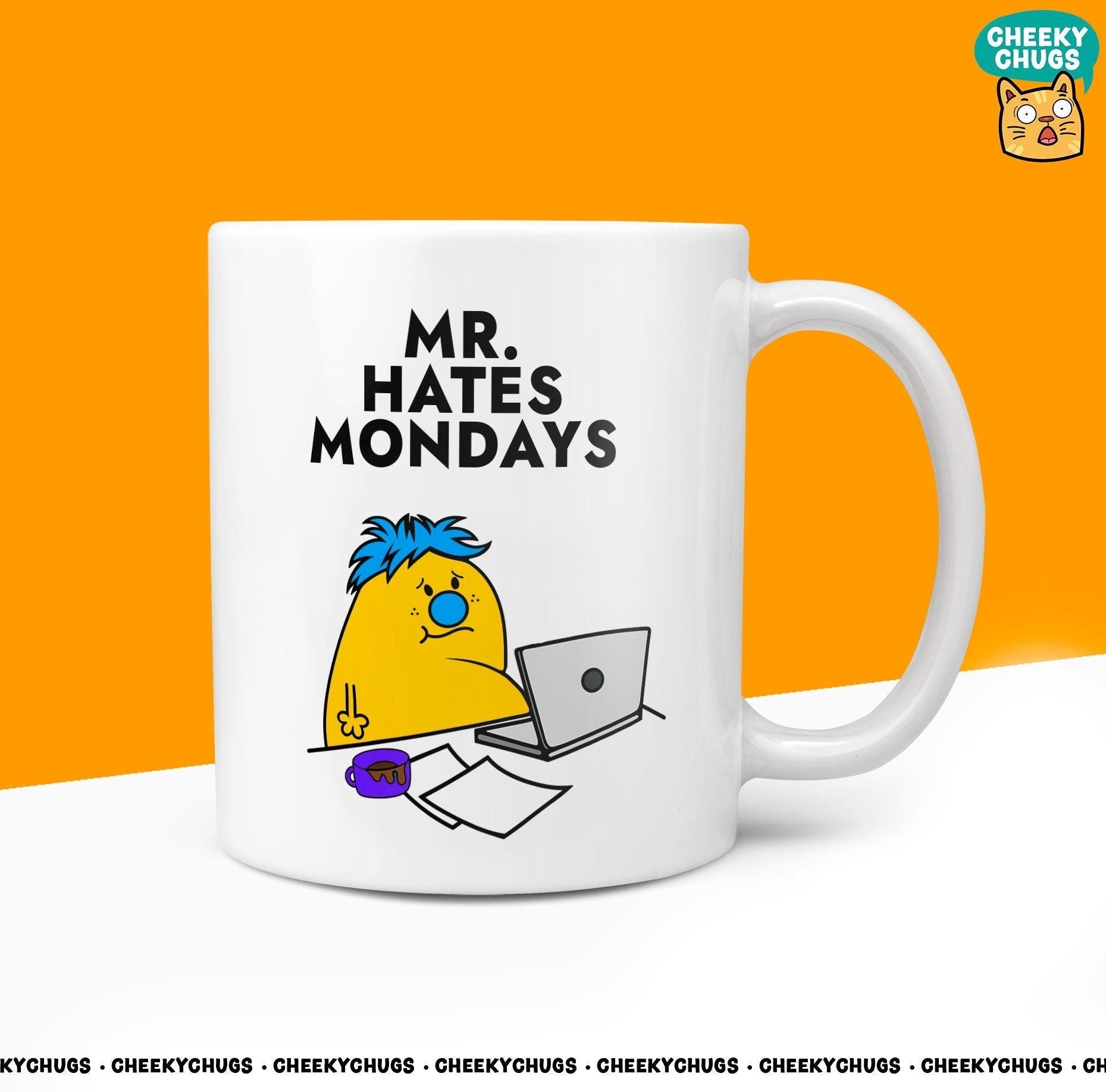 Novelty MR HATES MONDAYS Mug Funny Men Mr Him Gift Secret Santa Present Unique Ceramic Novelty Office Birthday Christmas Coffee Tea Cup - CheekyChugs