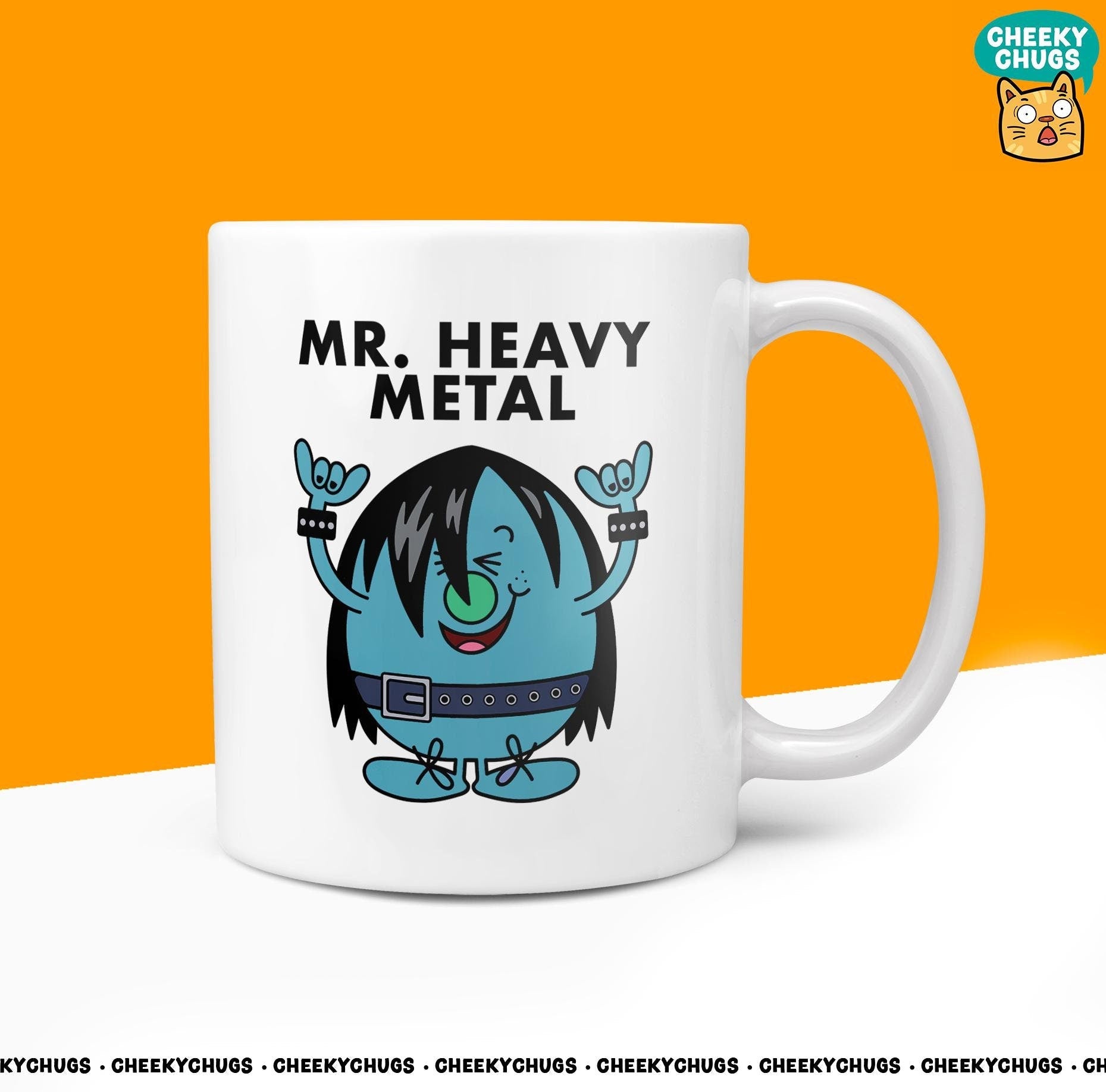 Novelty MR HEAVY METAL 10oz Coffee Mug - Funny Mr Male Cup For Christmas Birthday Gift Present Friend Music Coffee Mugs - CheekyChugs