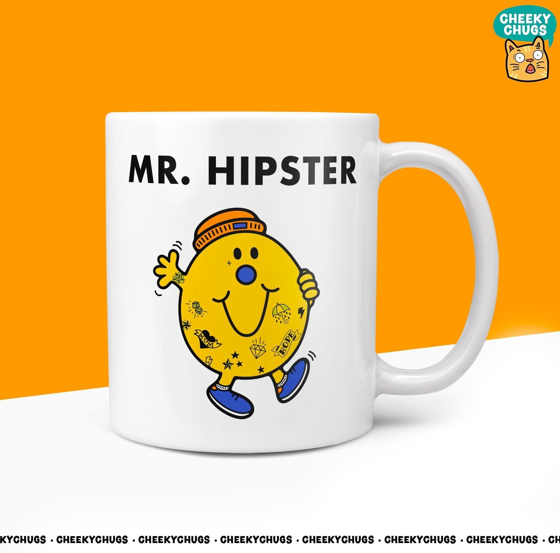 Novelty Mr HIPSTER Mug Funny Men Mr Him Gift Secret Santa Present Unique Ceramic Novelty Office Birthday Christmas 10oz Coffee Tea Cup - CheekyChugs