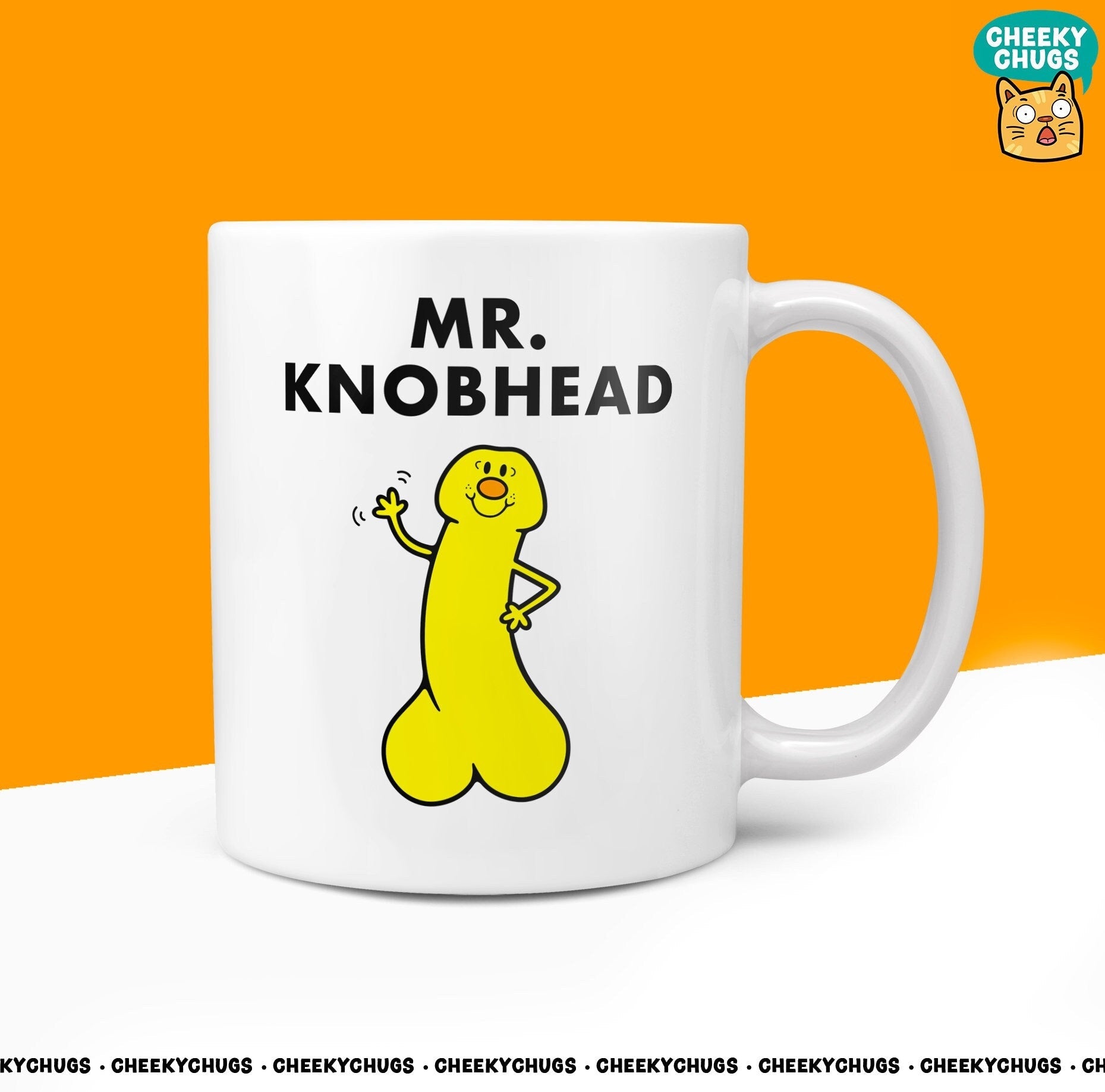 Novelty Mr KNOBHEAD Mug Funny Men Mr Him Gift Secret Santa Present Unique Ceramic Novelty Office Birthday Christmas 10oz Coffee Tea Cup - CheekyChugs
