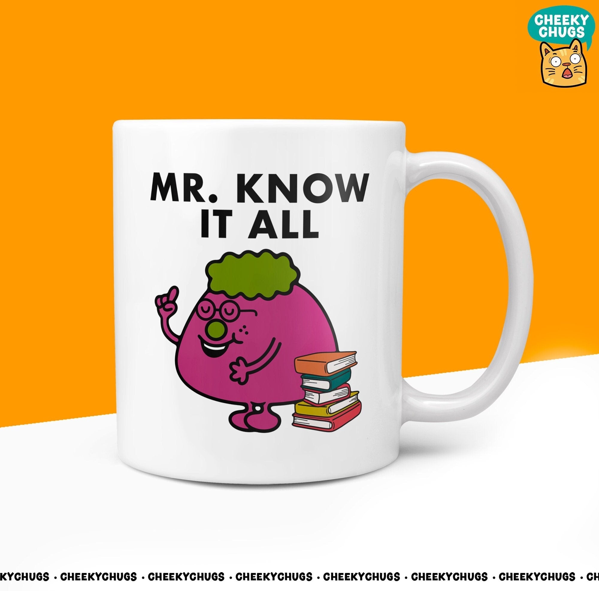 Novelty Mr KNOW IT ALL Mug Funny Men Mr Him Gift Secret Santa Present Unique Ceramic Novelty Office Birthday Christmas 10oz Coffee Tea Cup - CheekyChugs