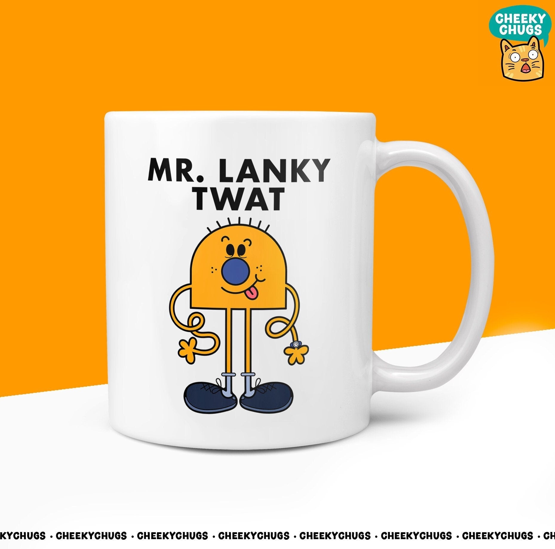 Novelty MR LANKY TWAT 10oz Coffee Mug - Ideal Tall Friend Gift for Men Tall Height Family Birthday Christmas Gifts For Him - CheekyChugs