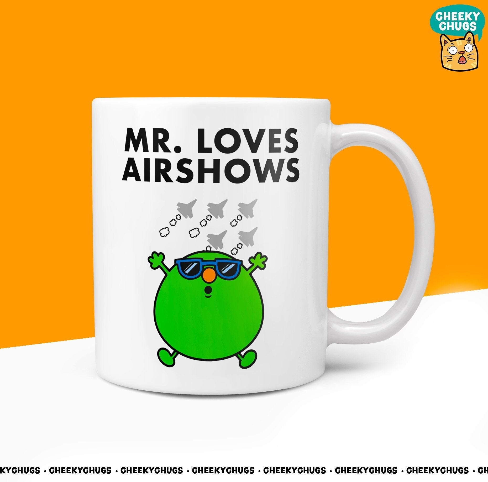 Novelty Mr LOVES AIRSHOWS Mug Funny Men Mr Him Gift Secret Santa Present Unique Ceramic Novelty Office Birthday Christmas Coffee Tea Cup - CheekyChugs