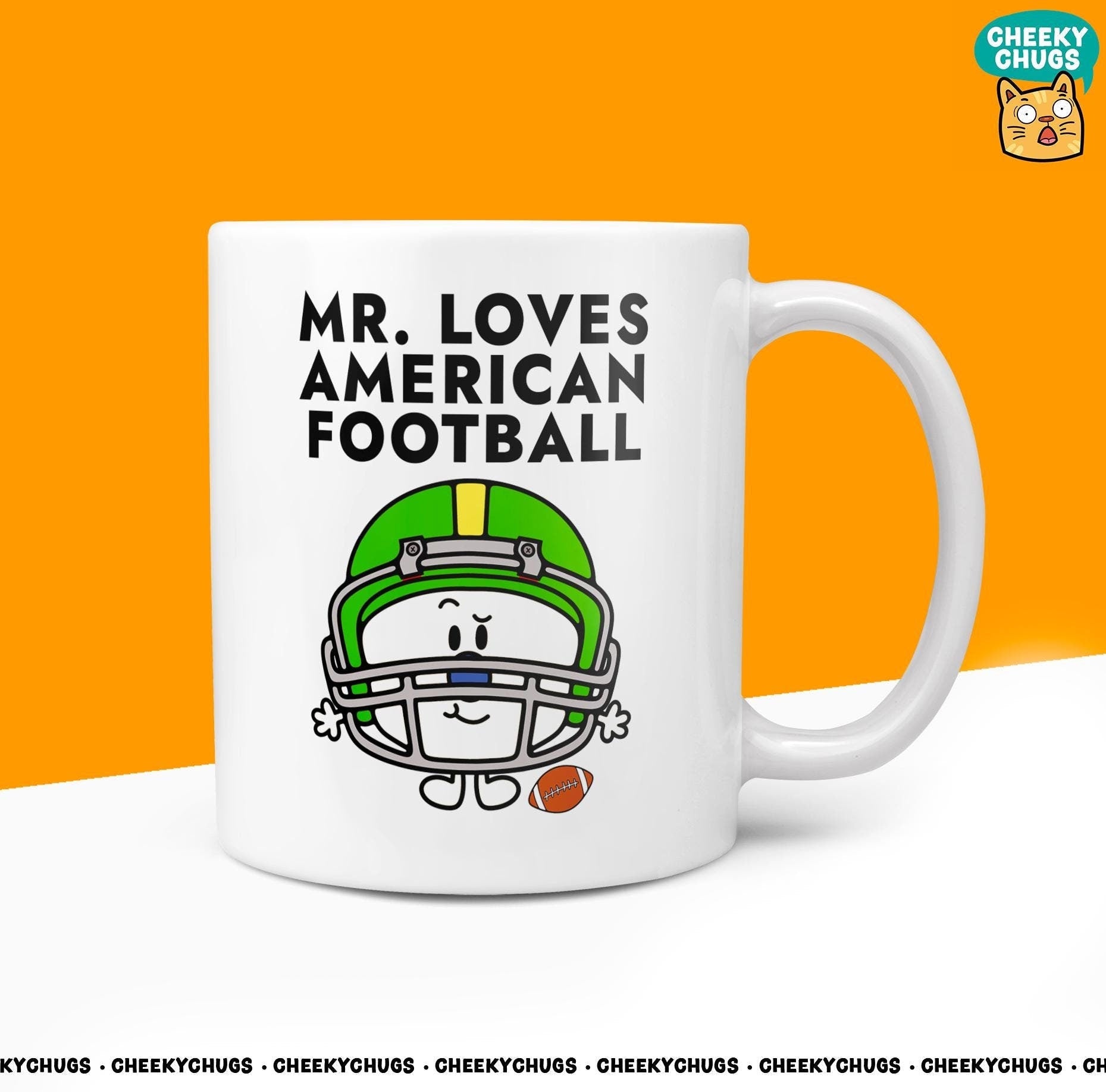 Novelty Mr LOVES AMERICAN FOOTBALL Mug Funny Men Mr Him Gift Secret Santa Present Unique Ceramic Nfl Birthday Christmas 10oz Coffee Tea Cup - CheekyChugs
