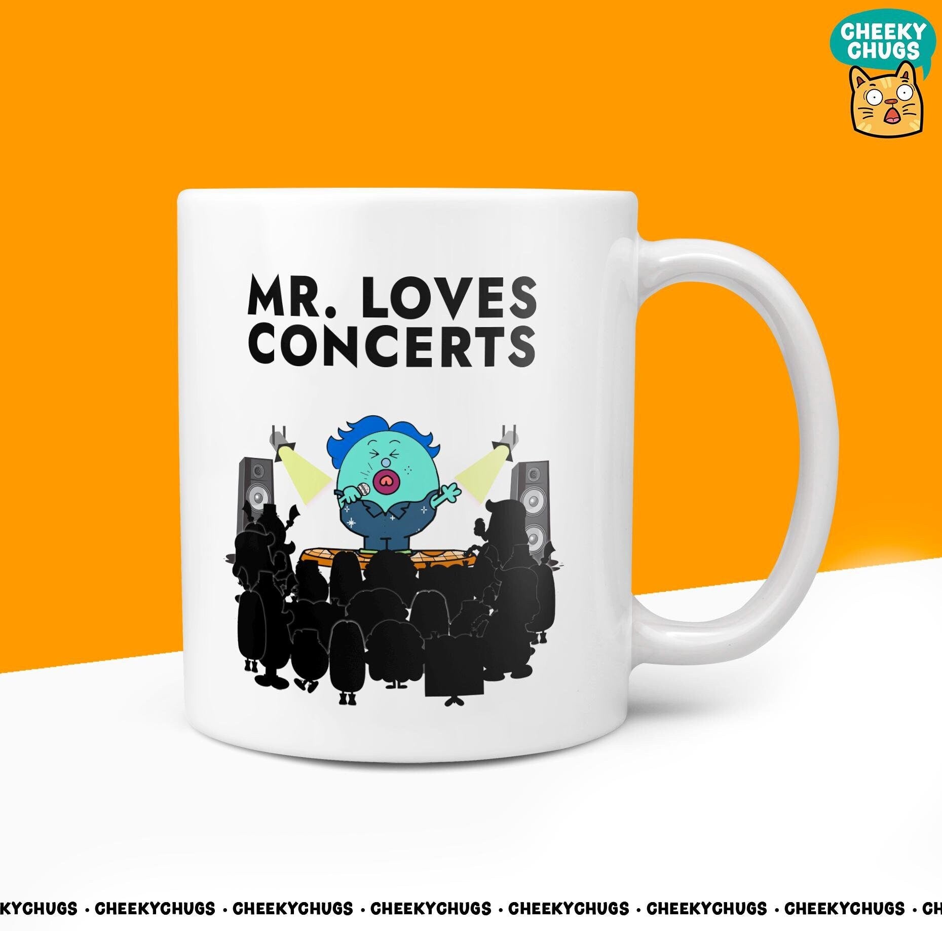 Novelty MR LOVES CONCERTS 10oz Coffee Mug - Funny Gift Ideas For Men Him Man Stadium Arena Office Birthday Christmas Gifts - CheekyChugs
