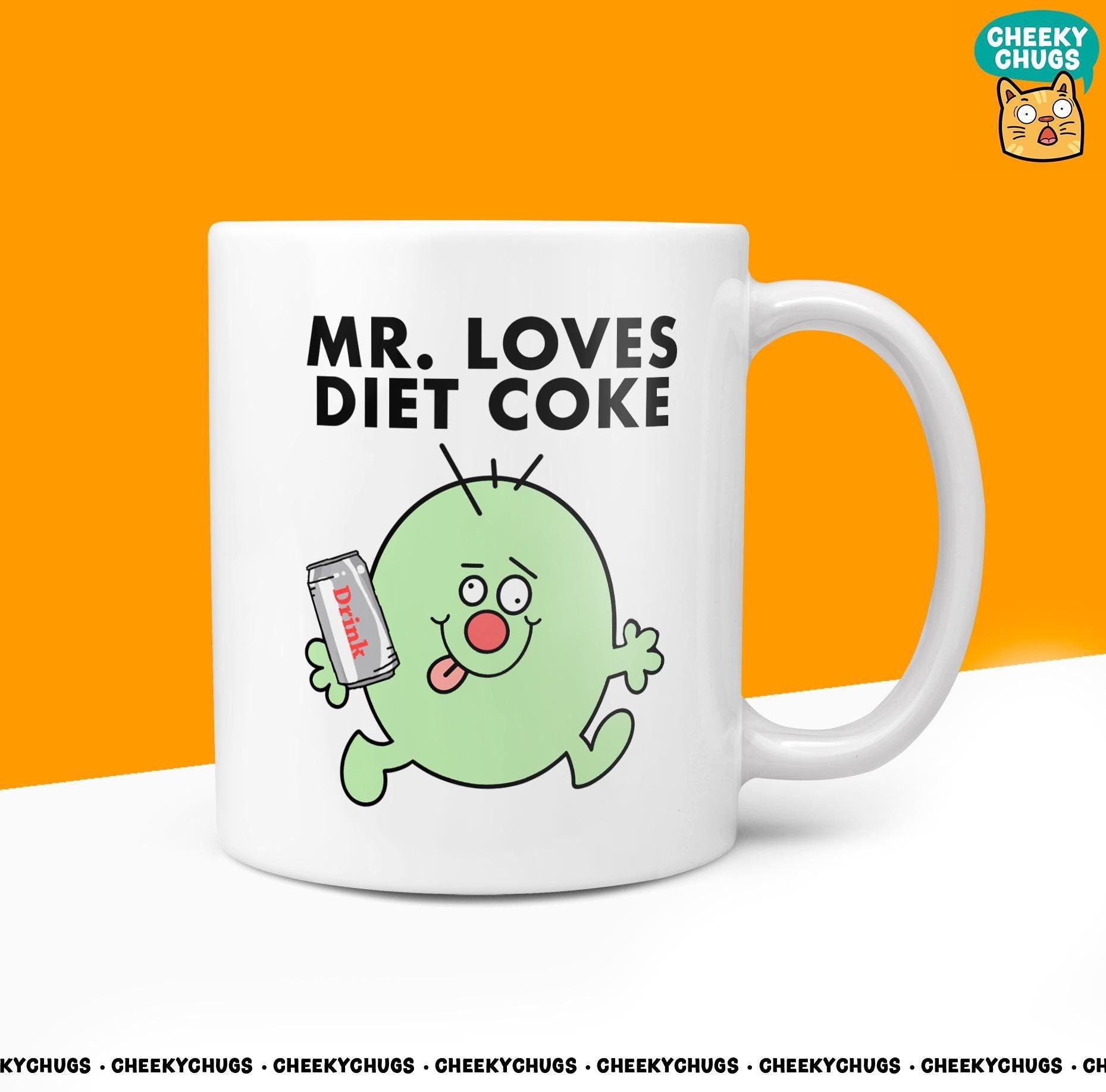 Novelty MR Loves DIET COKE 10oz Coffee Mug - Ideal Red Bull Inspired Gift for Men Monster Prime Drinker Birthday Christmas Gifts For Him - CheekyChugs