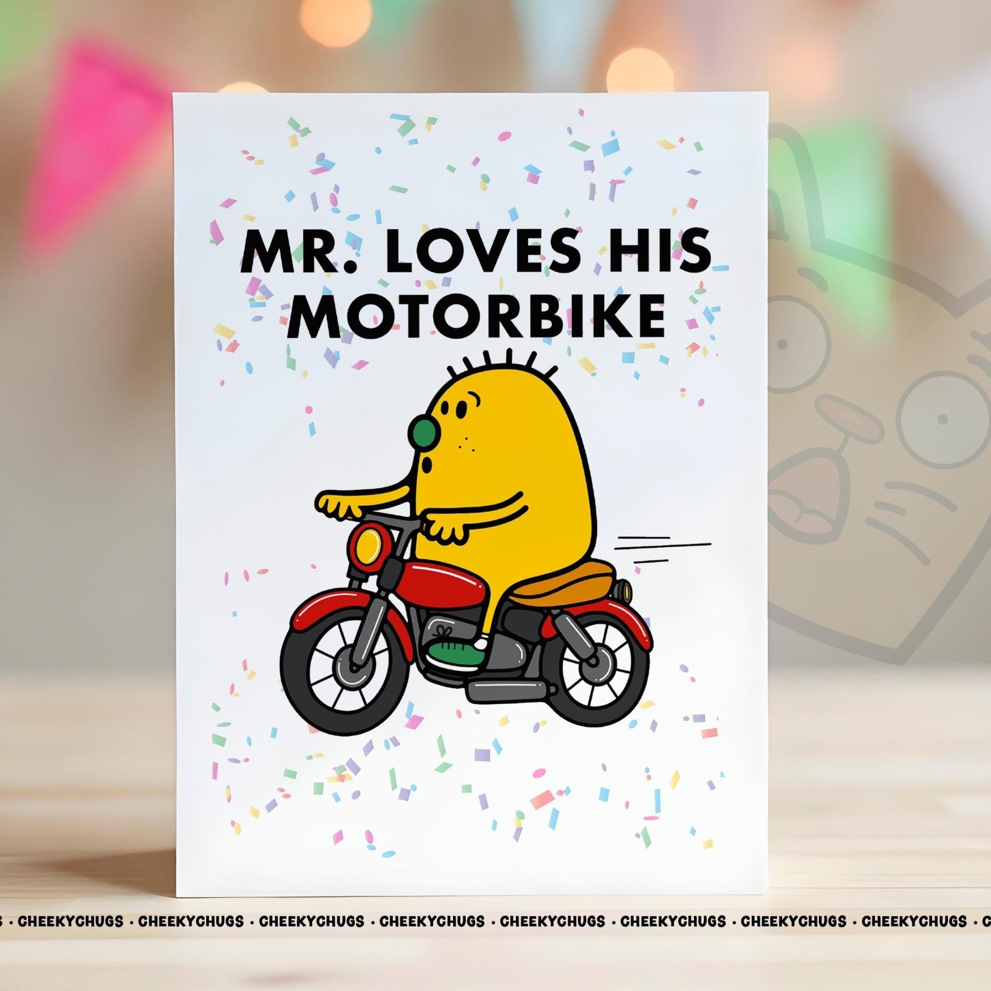 Novelty Mr Loves His MOTORBIKE Greeting Card For Him Men 21st 30th 40th 50th 60th Friend Family Dad Birthday Christmas Card - CHUGS - 083 - CheekyChugs