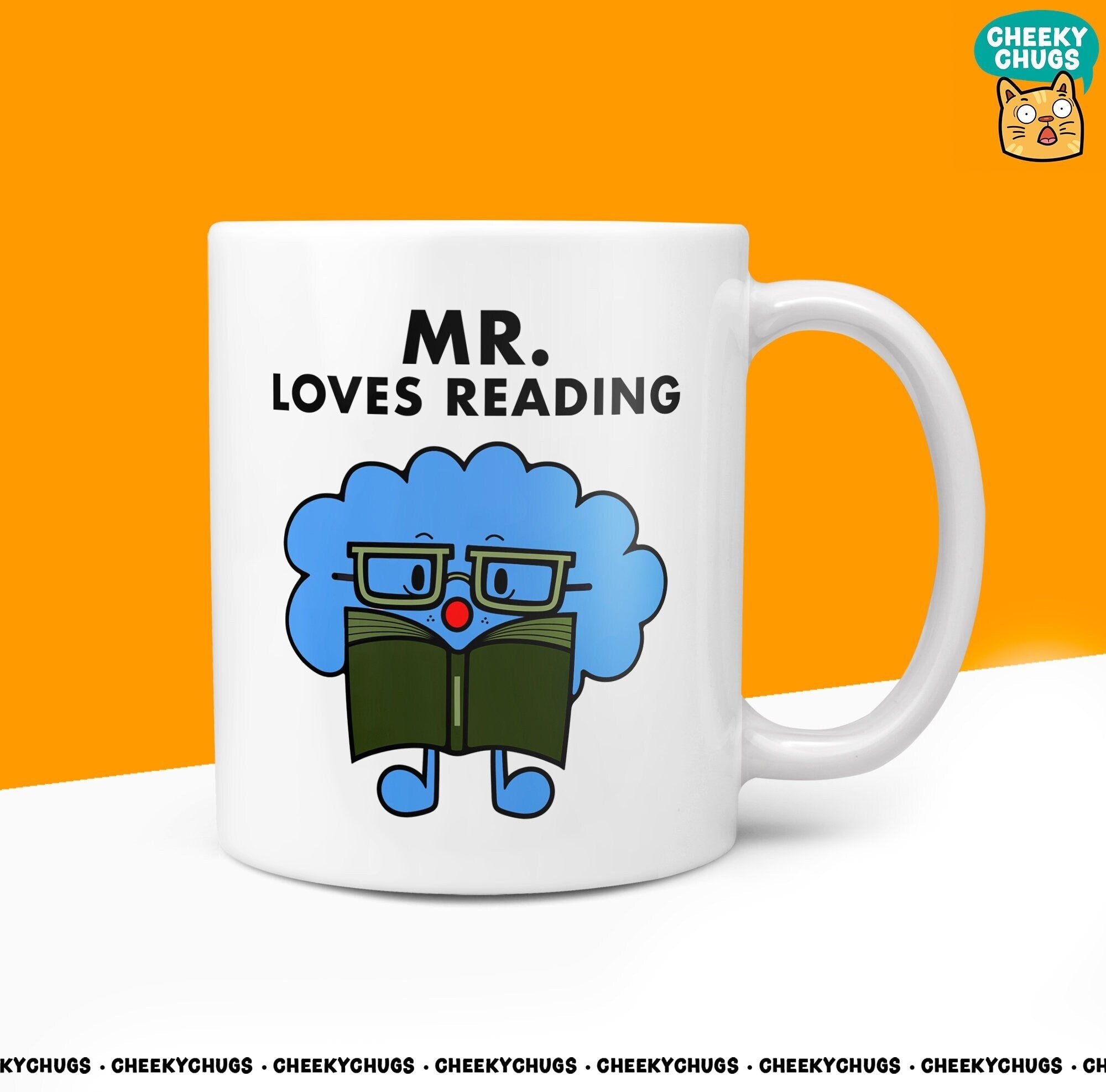 Novelty Mr LOVES READING Mug Funny Men Mr Him Gift Secret Santa Present Unique Ceramic Novelty Office Birthday Christmas 10oz Coffee Tea - CheekyChugs
