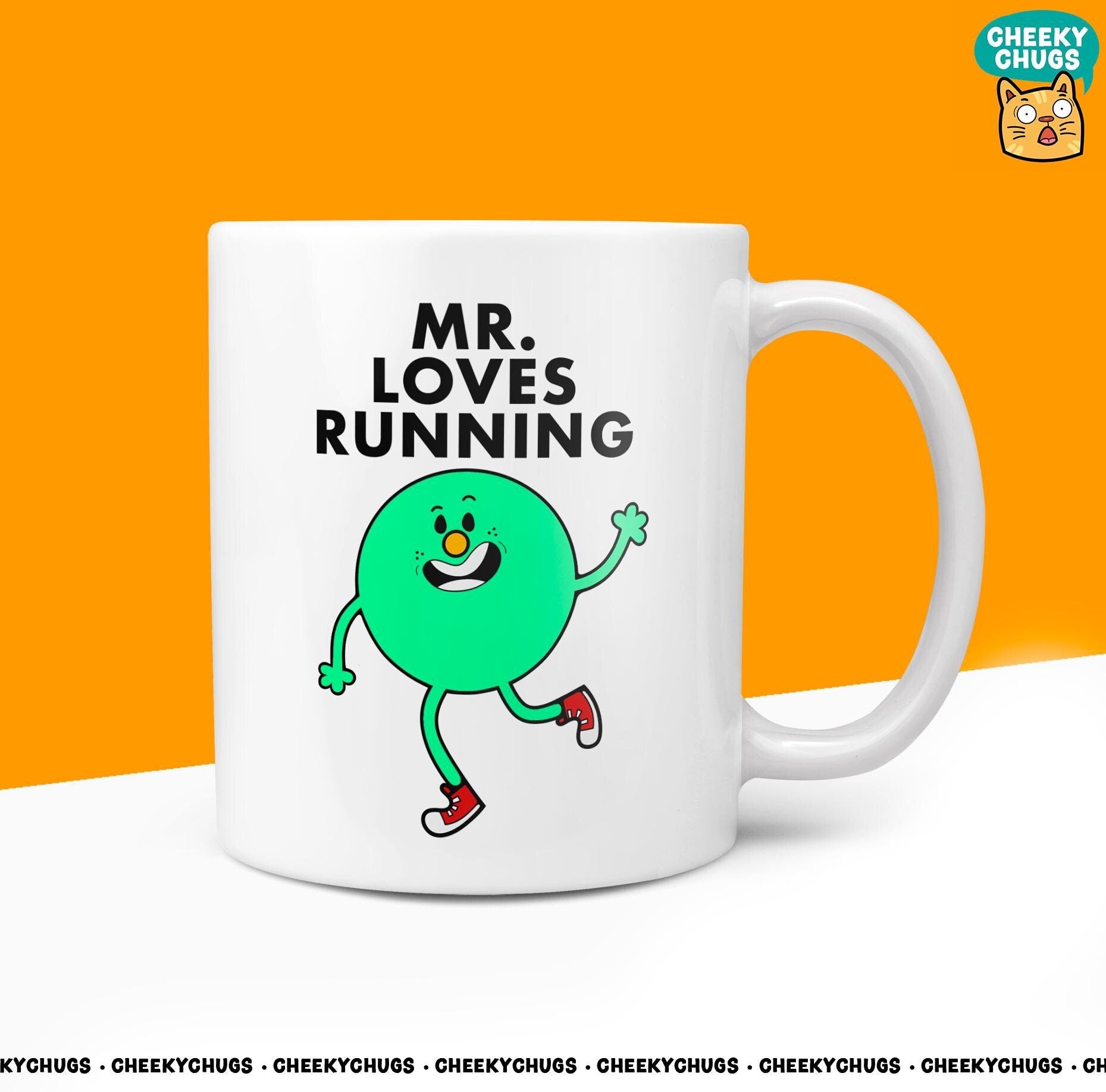 Novelty Mr LOVES RUNNING 10oz Coffee Mug - Funny Men Male Cup For Secret Santa Christmas Birthday Running Marathon Run Friend Office Coffee - CheekyChugs
