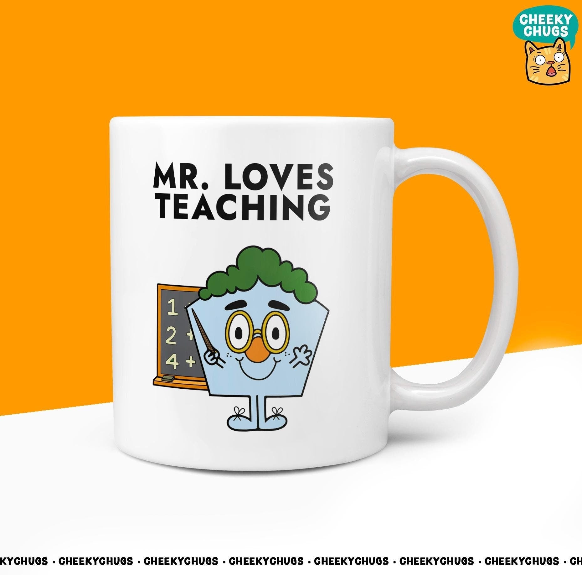 Novelty MR LOVES TEACHING Mug Funny Men Mr Him Gift Secret Santa Present Unique Ceramic School Office Birthday Christmas Coffee Tea Cup - CheekyChugs