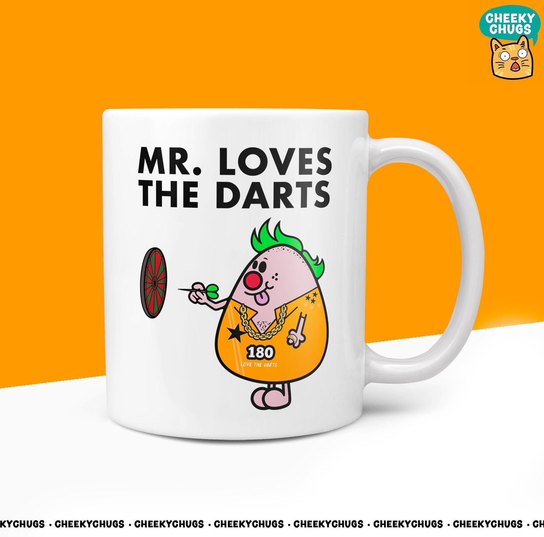 Novelty Mr LOVES THE DARTS Mug Funny Men Mr Him Gift Secret Santa Present Ceramic Novelty Office Birthday Christmas 10oz Coffee Tea Cup - CheekyChugs