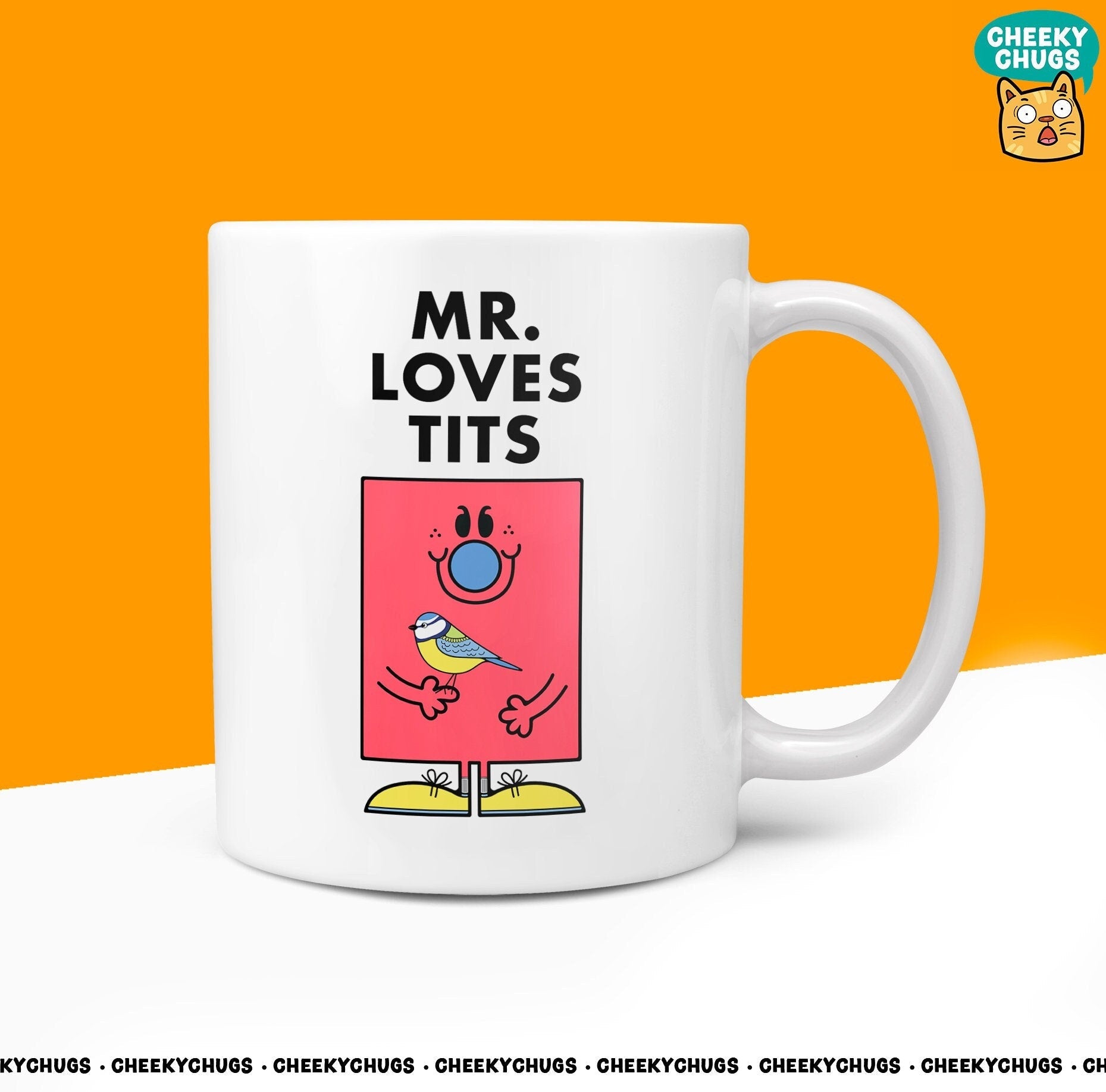 Novelty Mr LOVES TITS Mug Funny Men Mr Him Gift Secret Santa Bird Watcher Blue Tits Novelty Office Birthday Christmas 10oz Coffee Tea Cup - CheekyChugs