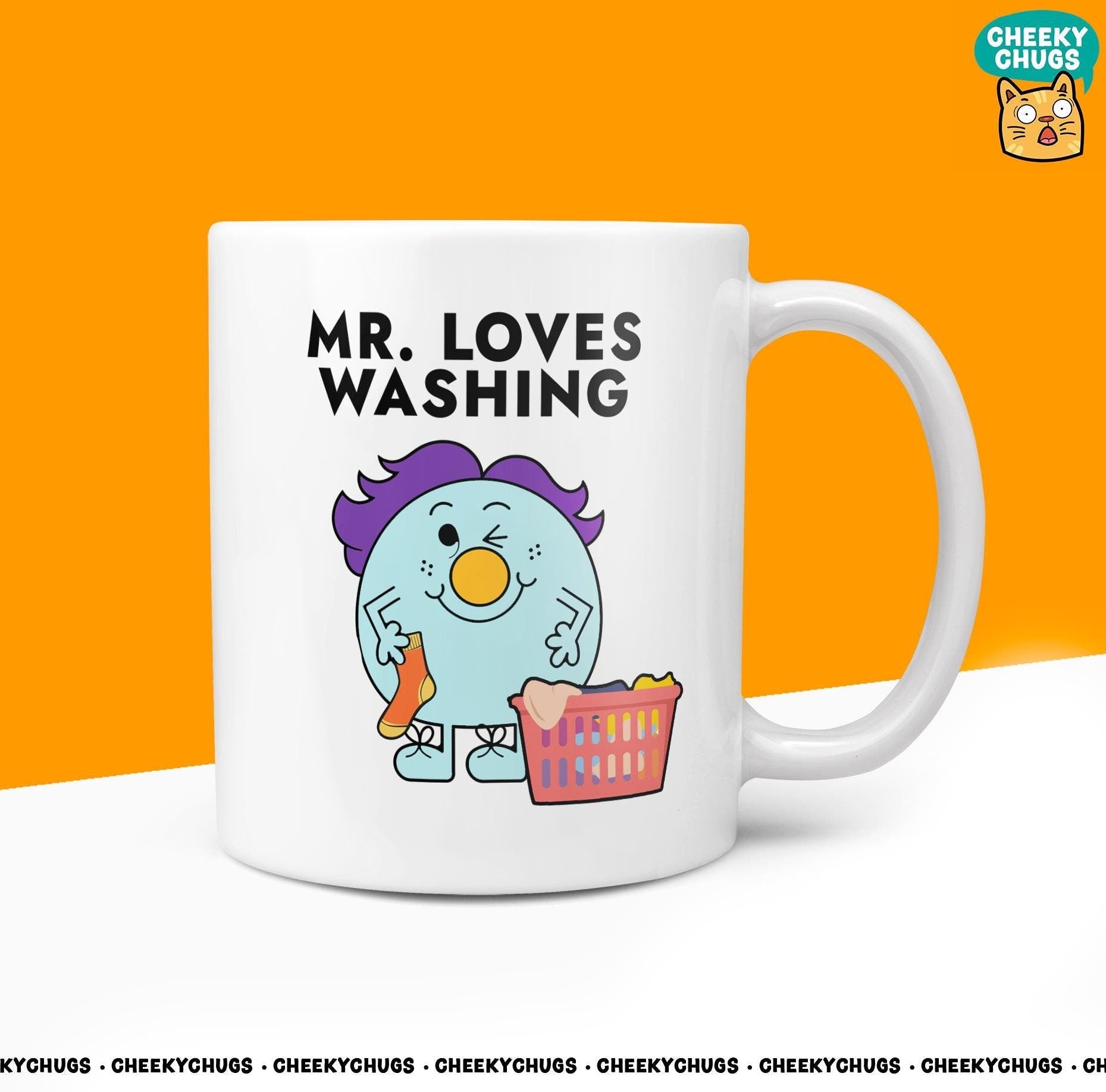 Novelty MR LOVES WASHING Mug Funny Women's Miss Her Gift Secret Santa Present Ceramic Novelty Parody Birthday Christmas Coffee Tea Cup - CheekyChugs