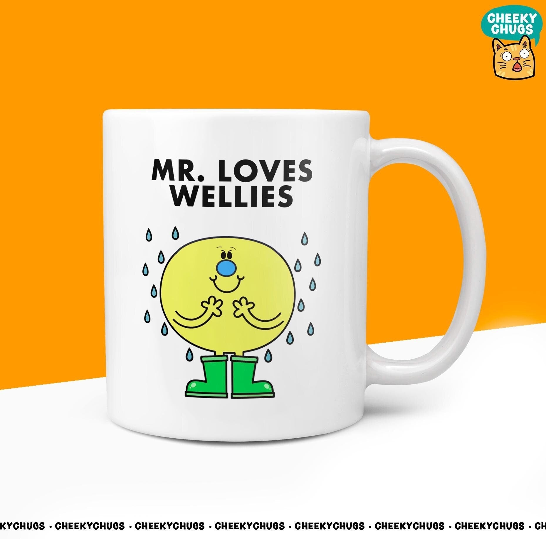 Novelty MR LOVES WELLIES Mug Funny Men Him Man Boy Gift Secret Santa Present Ceramic Novelty Office Birthday Christmas 10oz Coffee Tea Cup - CheekyChugs
