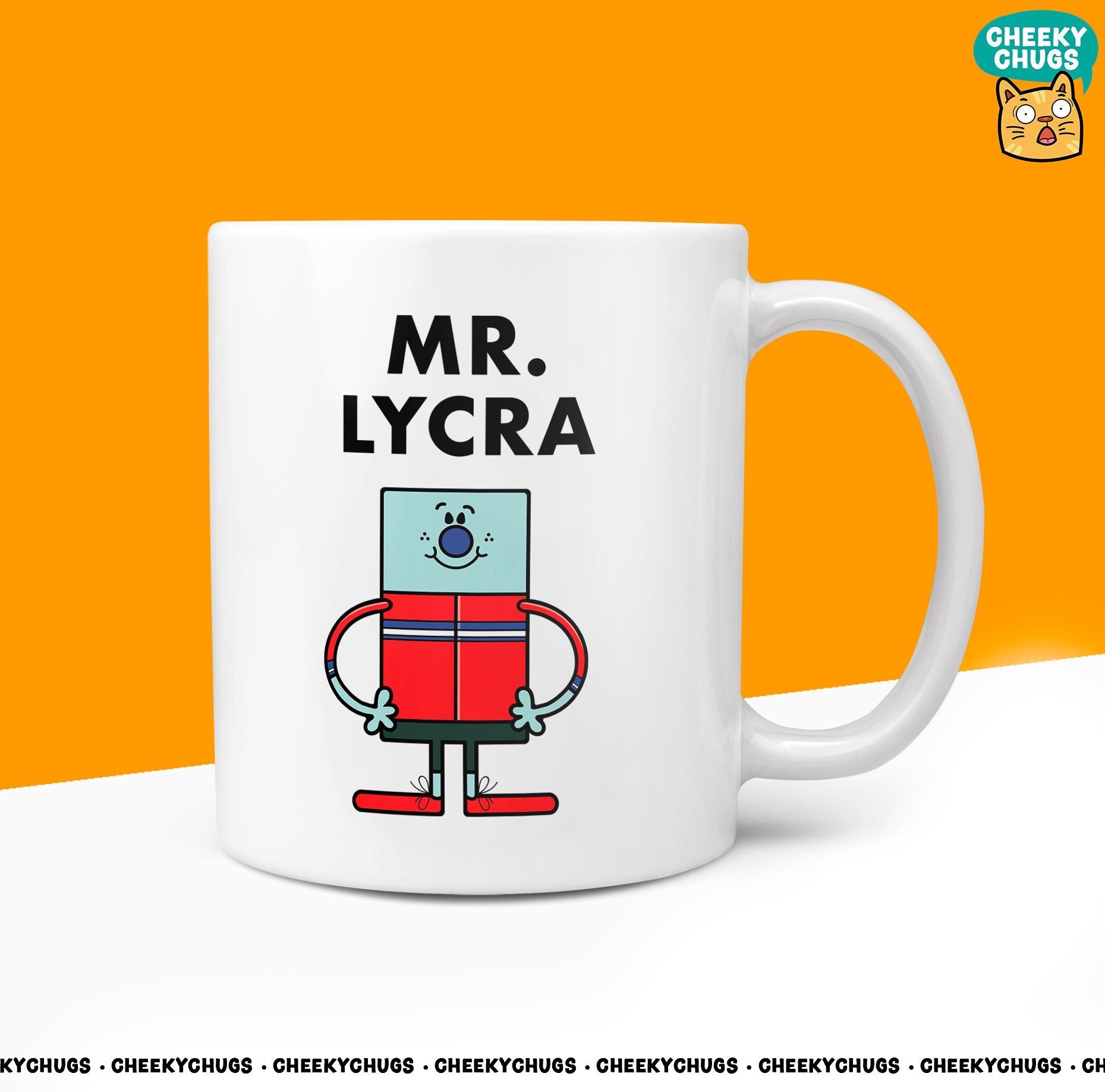 Novelty MR LYCRA Mug Funny Men Male Dad Gift Secret Santa Present Ceramic Novelty Office Birthday Christmas 10oz Coffee Tea Cup - CheekyChugs
