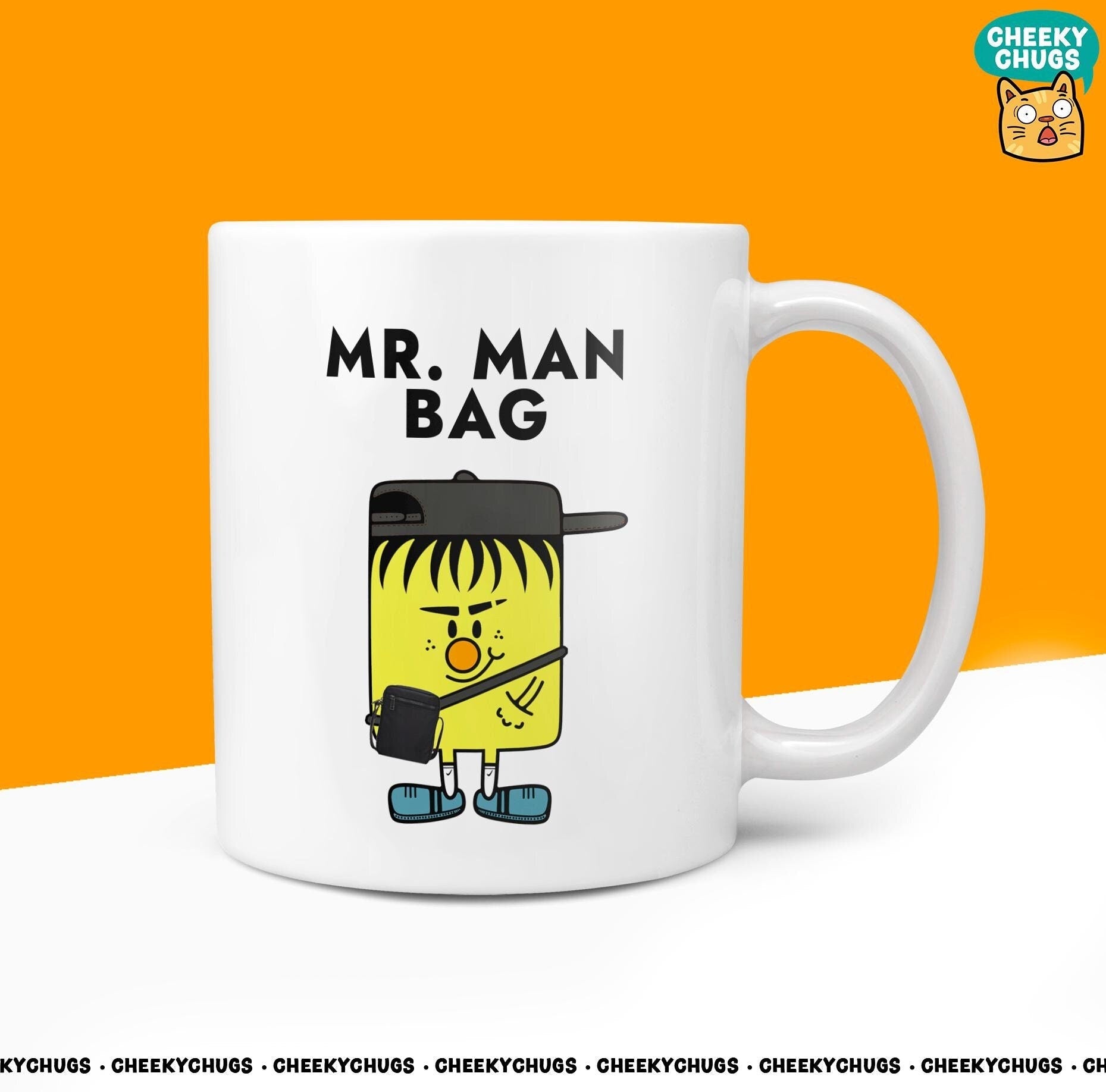 Novelty MR MAN BAG Mug Funny Men Mr Him Gift Secret Santa Present Unique Ceramic Novelty Office Birthday Christmas Coffee Tea Cup - CheekyChugs
