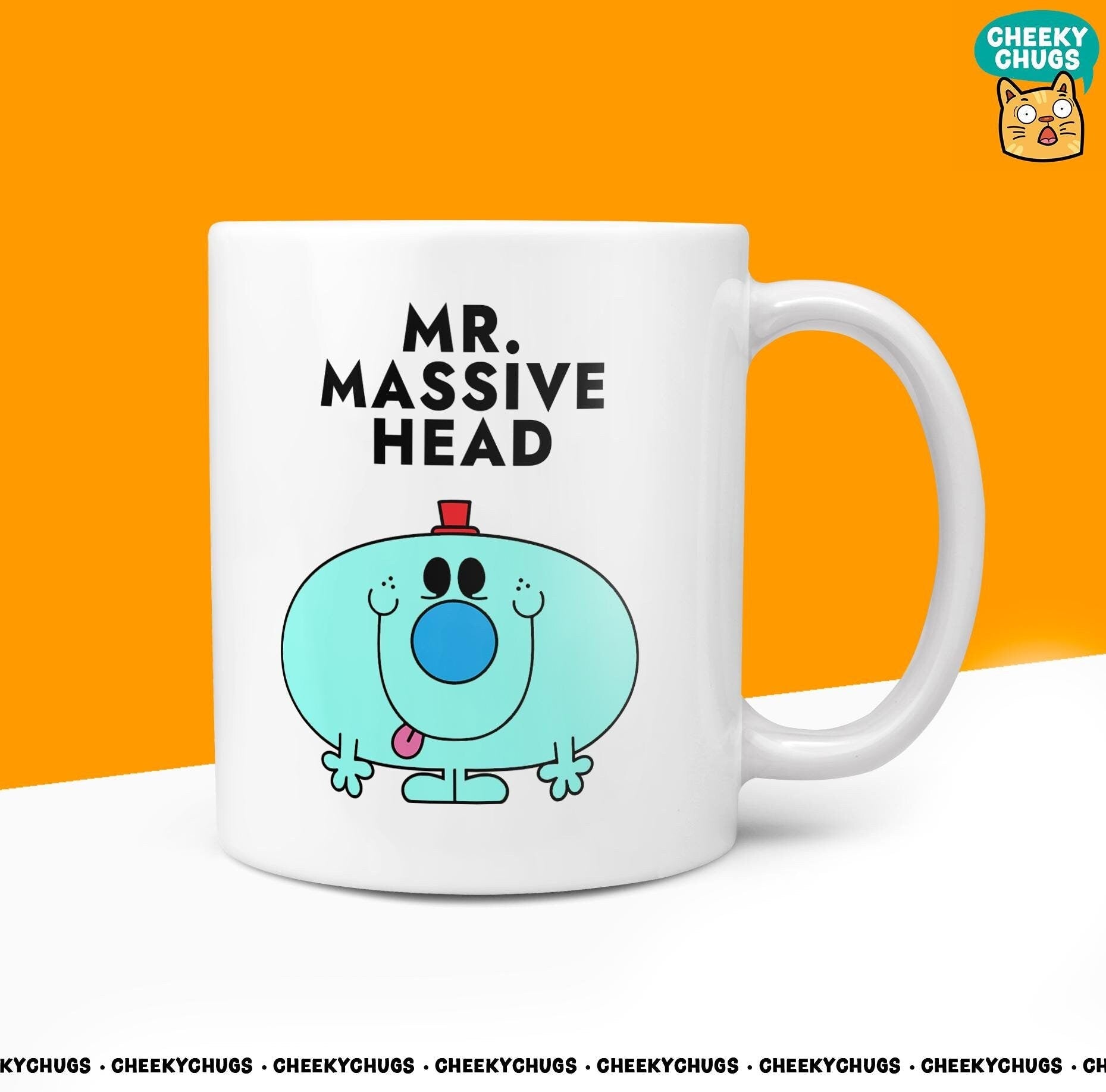Novelty MR MASSIVE HEAD Mug Funny Men Mr Him Gift Secret Santa Present Unique Ceramic Novelty Office Birthday Christmas Coffee Tea Cup - CheekyChugs