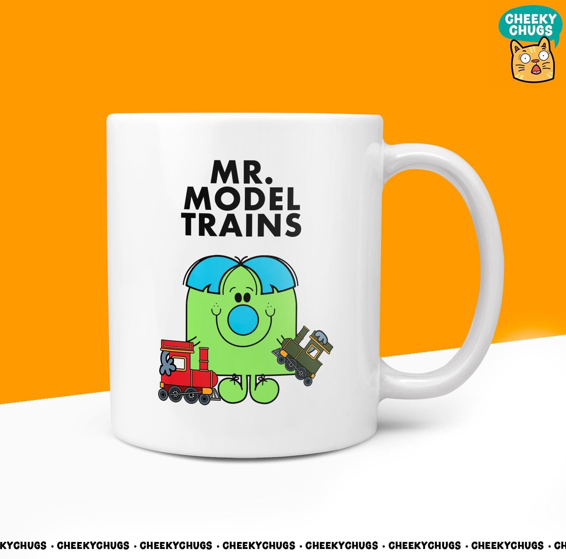 Novelty MR MODEL TRAINS Mug Funny Men Mr Him Gift Secret Santa Present Train Ceramic Novelty Office Birthday Christmas 10oz Coffee Tea Cup - CheekyChugs