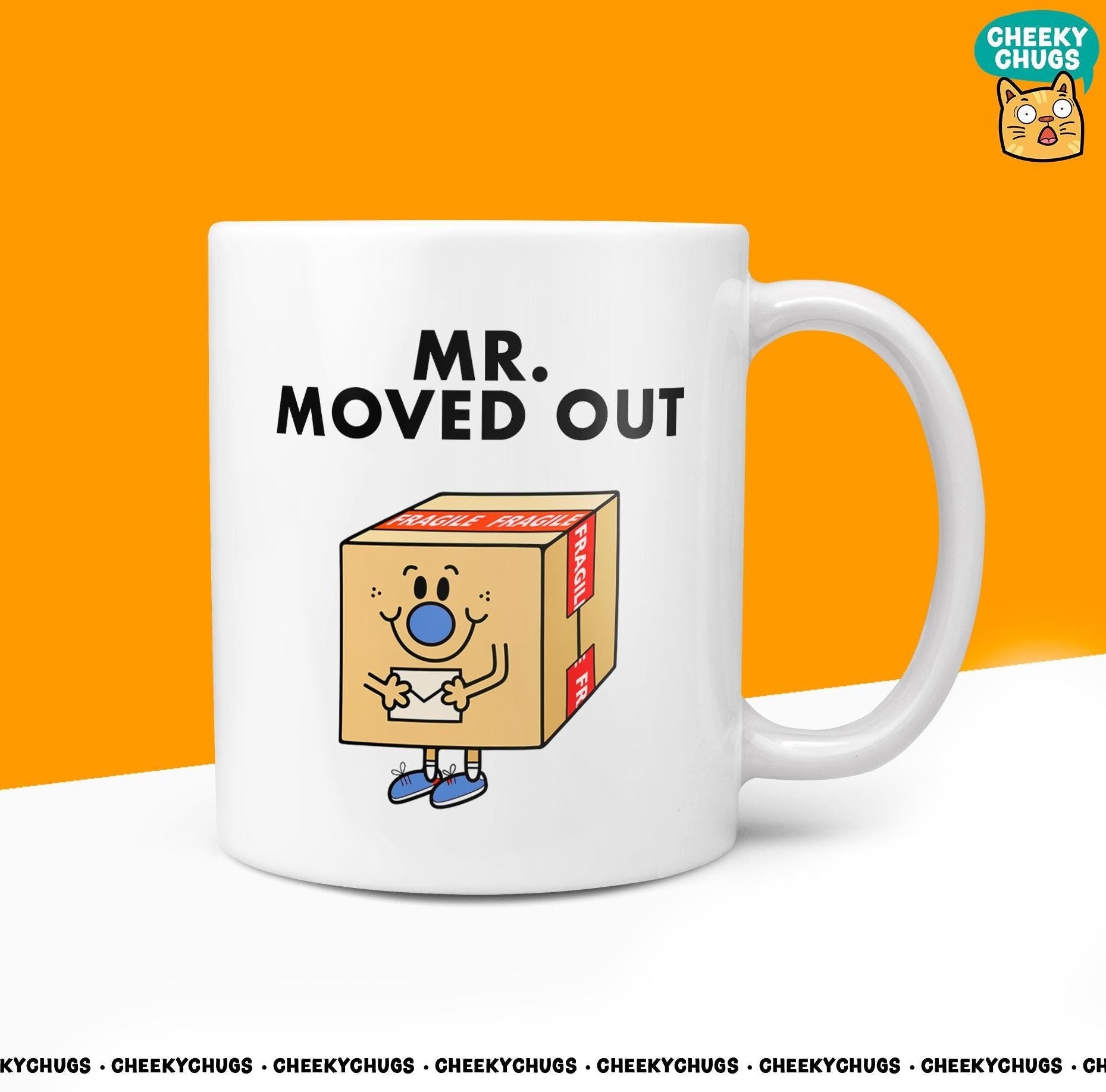 Novelty Mr MOVED OUT Mug Funny Men Mr Him Gift Secret Santa Present Unique Ceramic Novelty Office Birthday Christmas 10oz Coffee Tea Cup - CheekyChugs