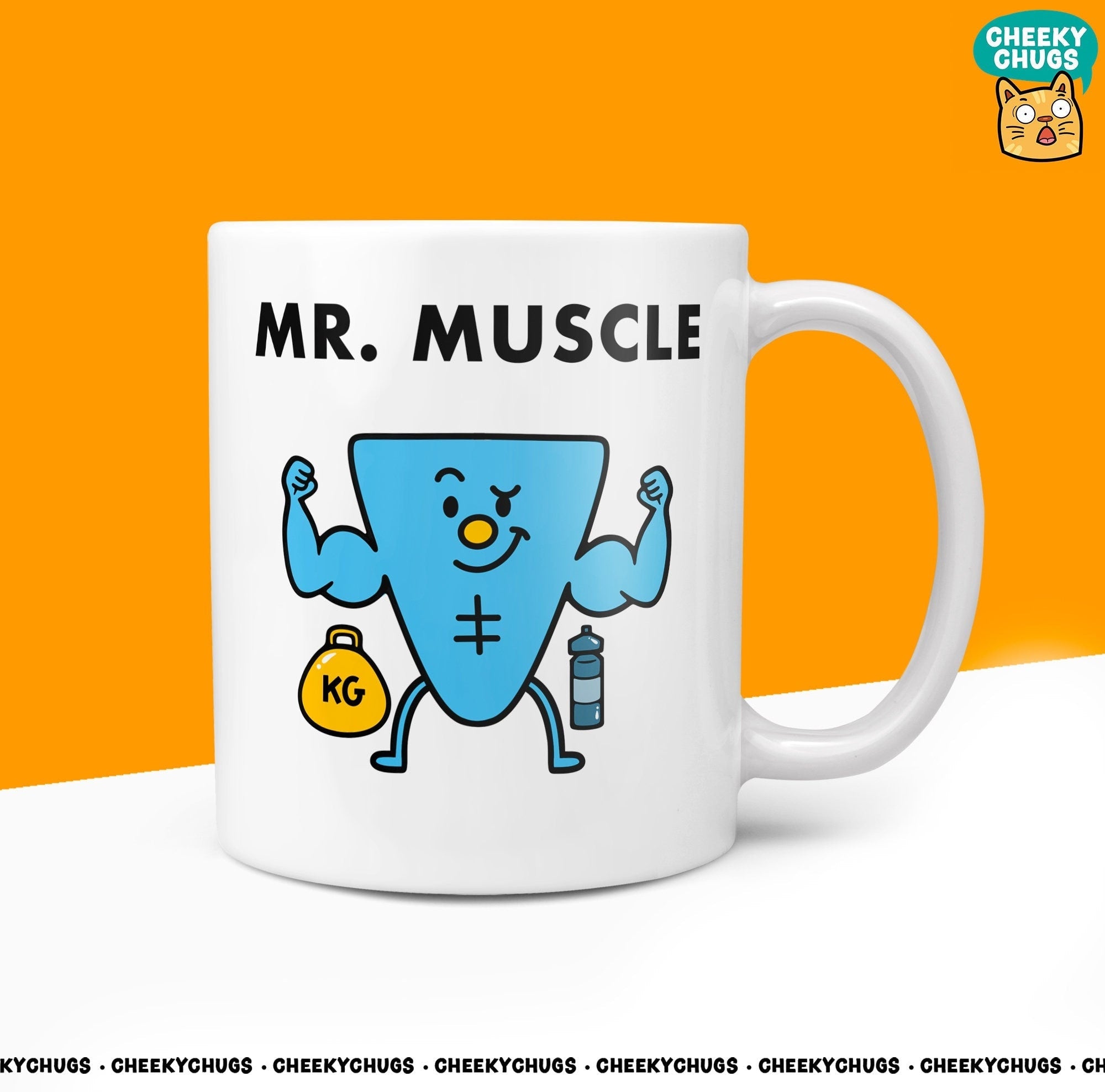 Novelty Mr Muscle 10oz Coffee Mug - Ideal Gym Enthusiast Gift for Men, Bodybuilding Theme, Durable Weightlifting for Men Him Design - CheekyChugs
