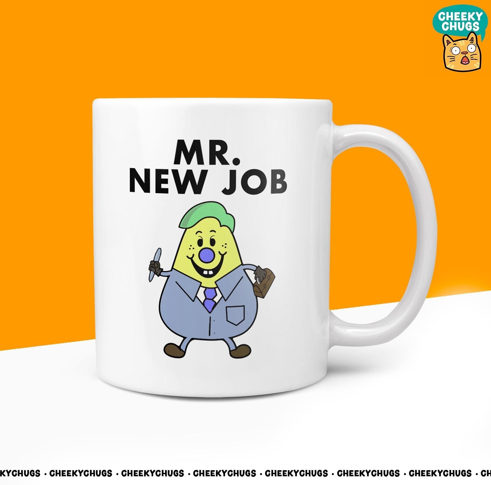 Novelty MR NEW JOB 10oz Coffee Mug - Funny Men Him Male Character Cup For Christmas Birthday Gift Present Friend Coffee Mugs - CheekyChugs