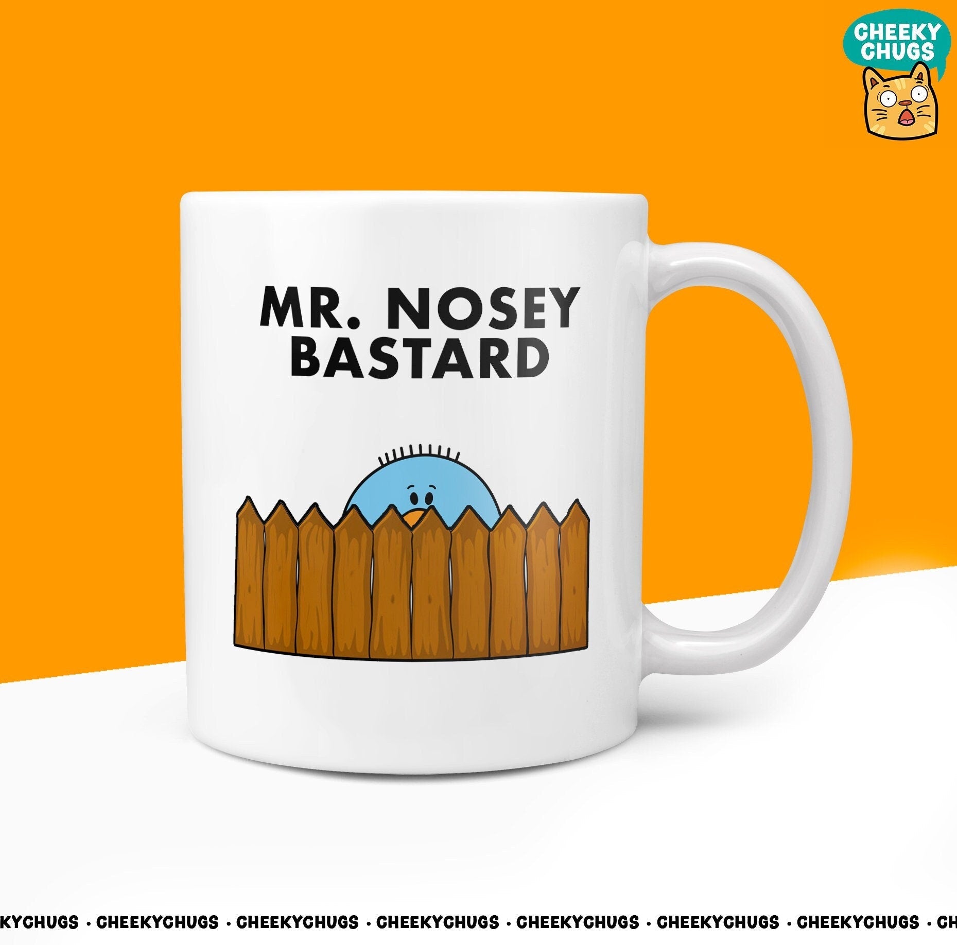 Novelty MR NOSEY BASTARD 10oz Coffee Mug - Funny Gift Ideas For Men Him Mens Neighbour Bestie Inspired Office Birthday Christmas Gifts - CheekyChugs