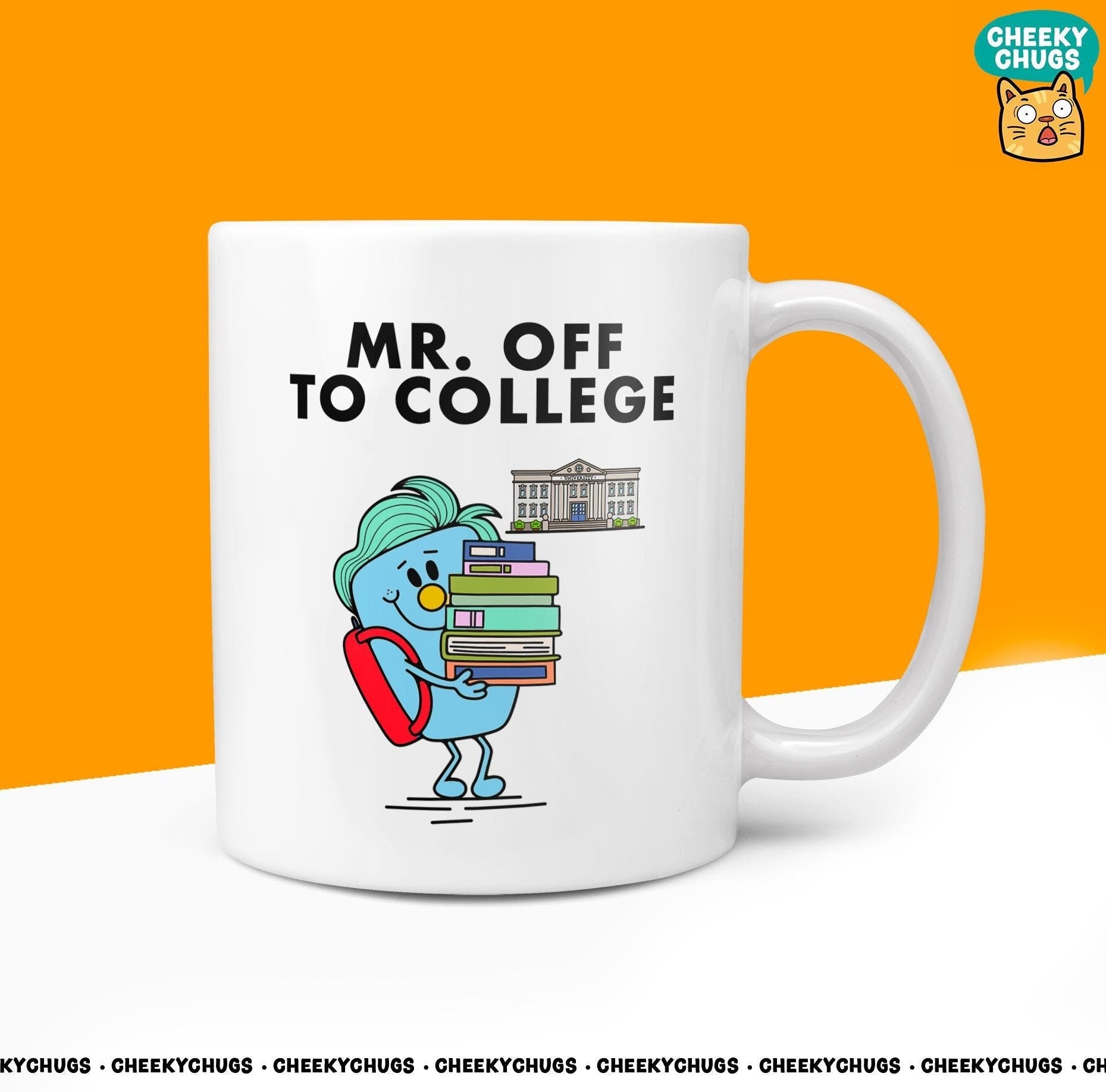 Novelty Mr OFF TO COLLEGE 10oz Coffee Mug - Funny Men Him Male Character Cup For Christmas Birthday Gift Present Friend Coffee Mugs - CheekyChugs